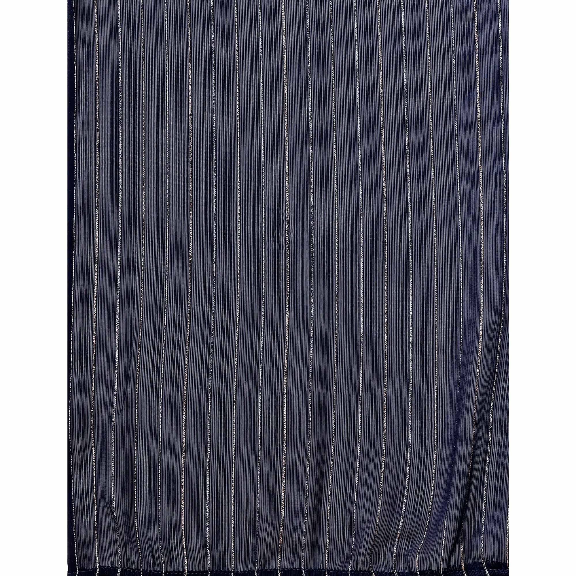 Grey Zari Woven Chiffon Saree