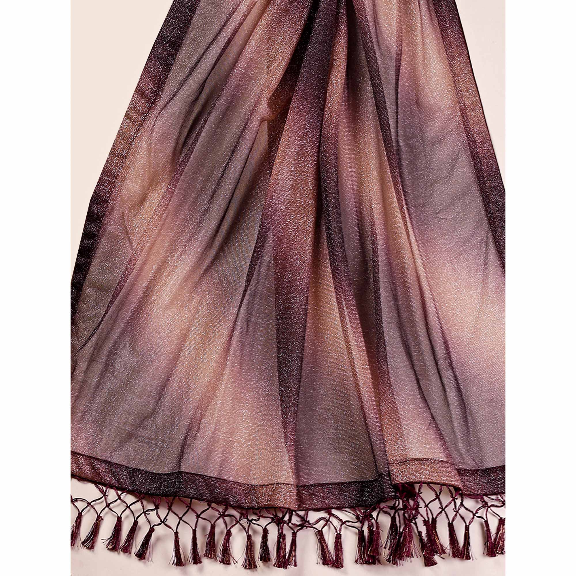Purple Ombre Printed Lycra Ready To Wear Saree