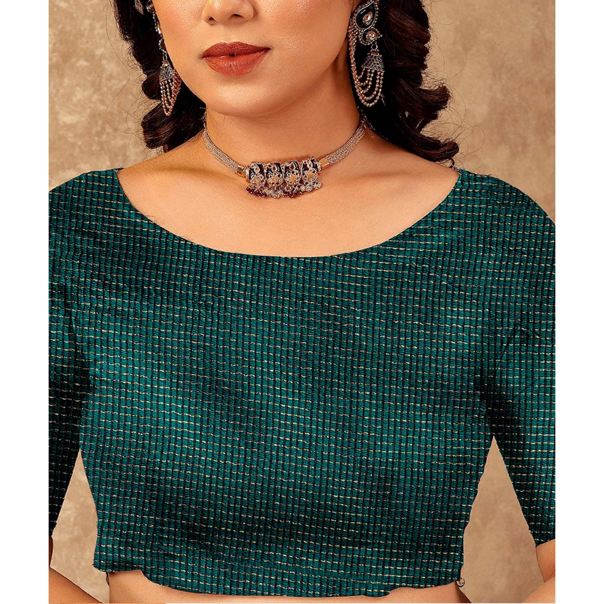 Blue Floral Swarovski Work Vichitra Silk Saree With Lace Border