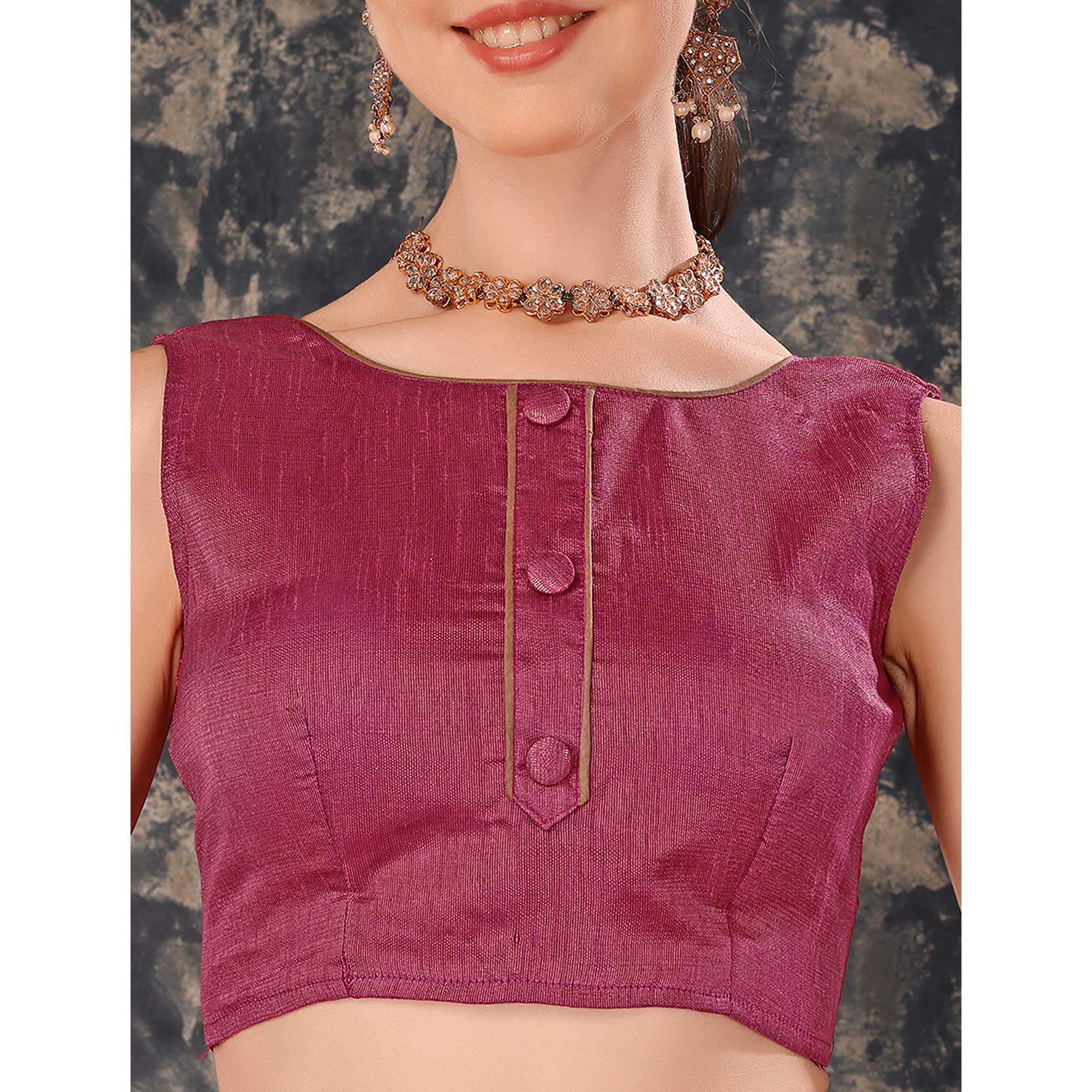 Purple Printed With Zari Work Cotton Silk Saree With Lace Border