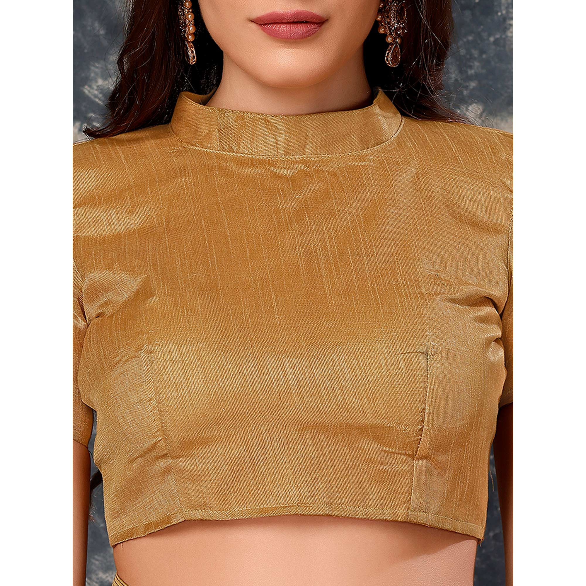 Chikoo Printed With Zari Work Cotton Silk Saree With Lace Border