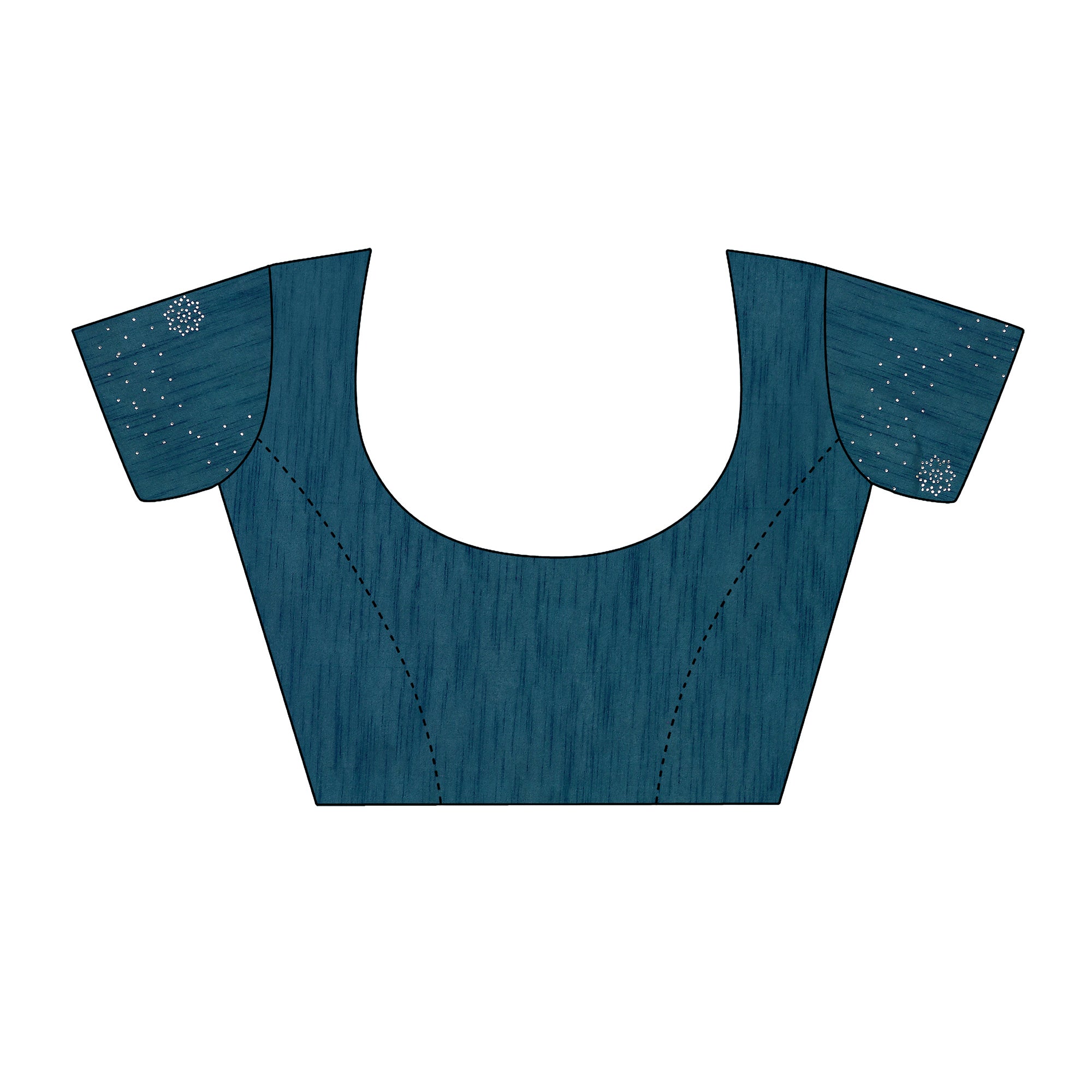 Teal Blue Swarovski With Sequins Embroidered Chiffon Saree