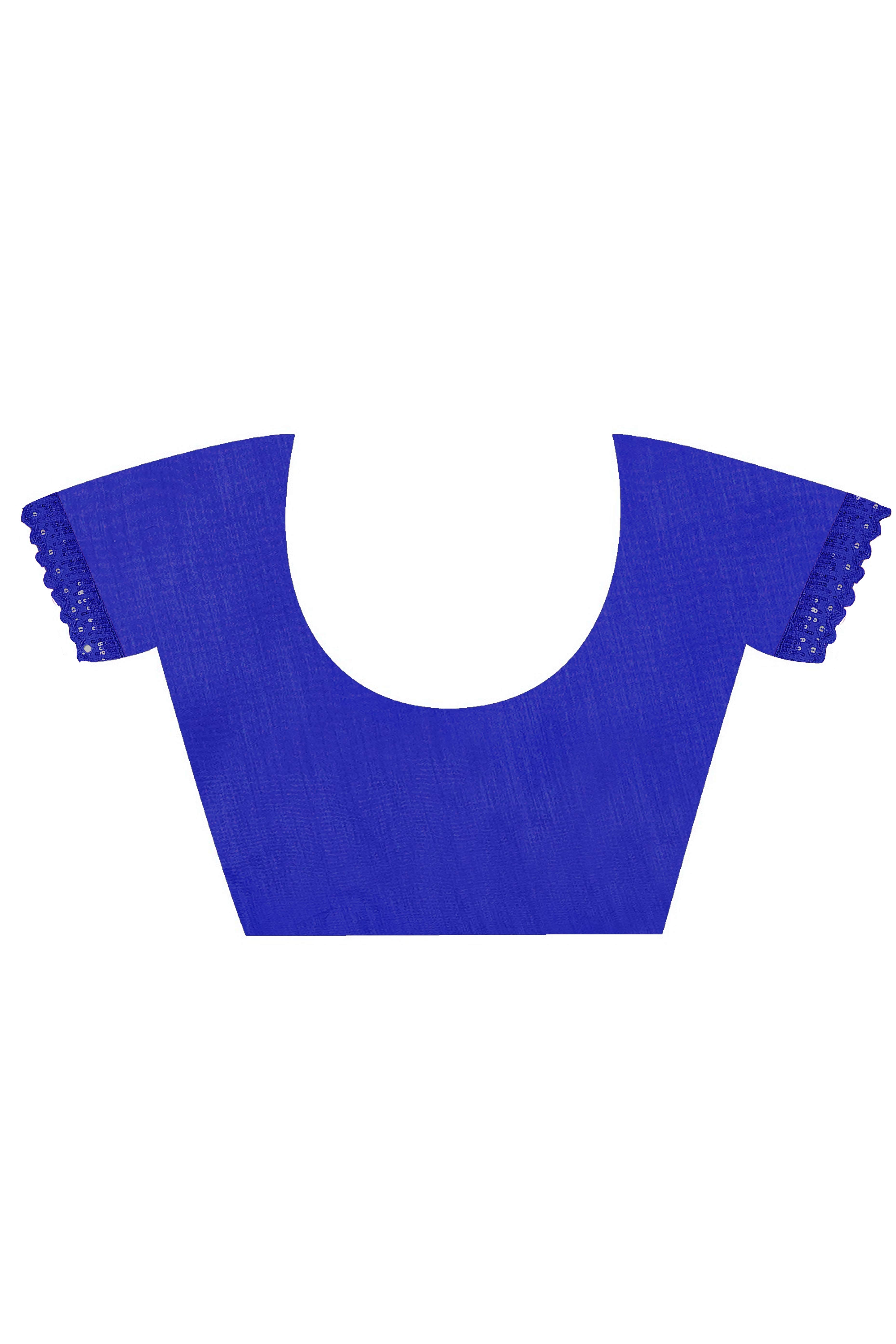 Blue Georgette Saree with Subtle Solid Pattern and Sequins Border