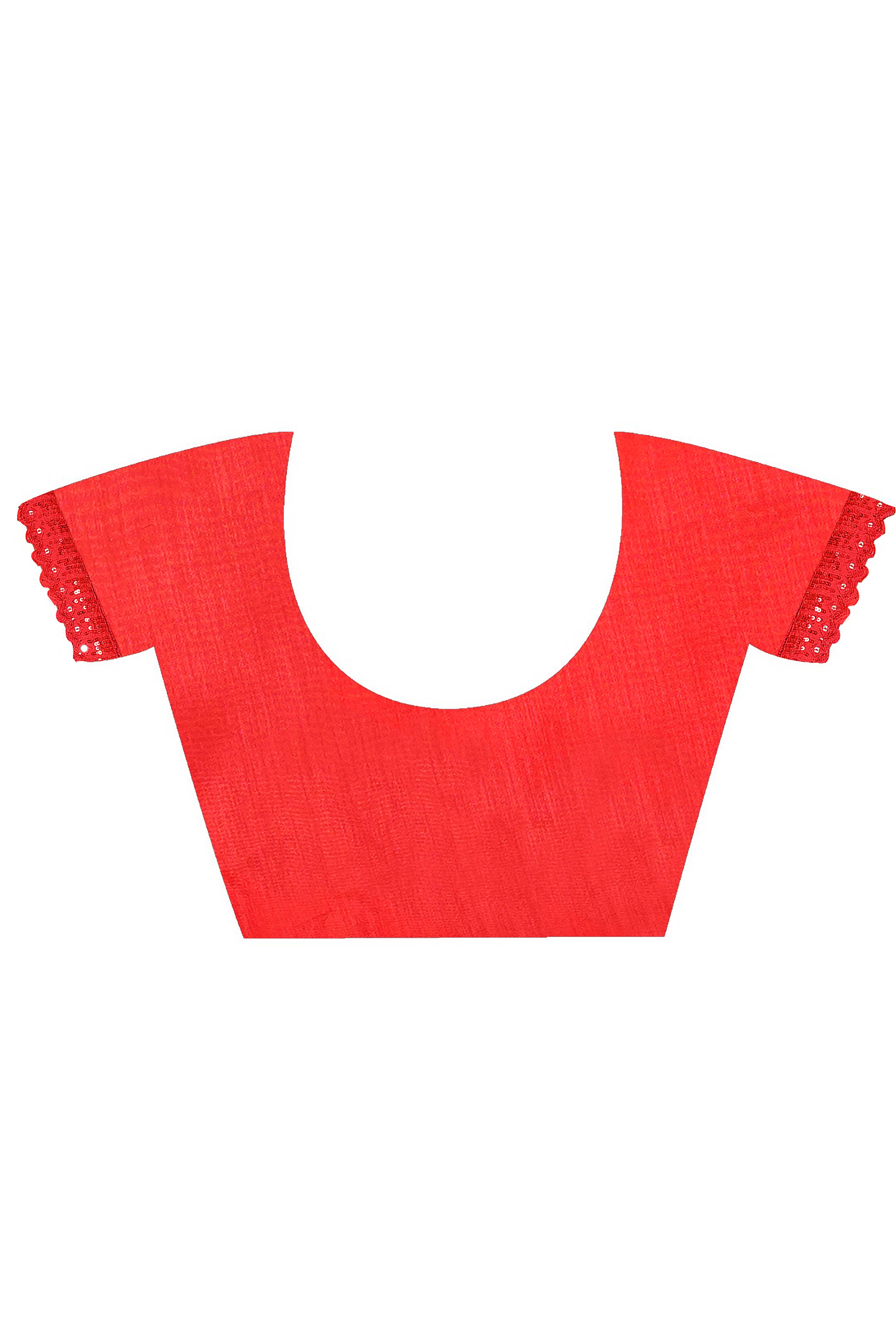 Red Georgette Saree with Subtle Solid Pattern and Sequins Border