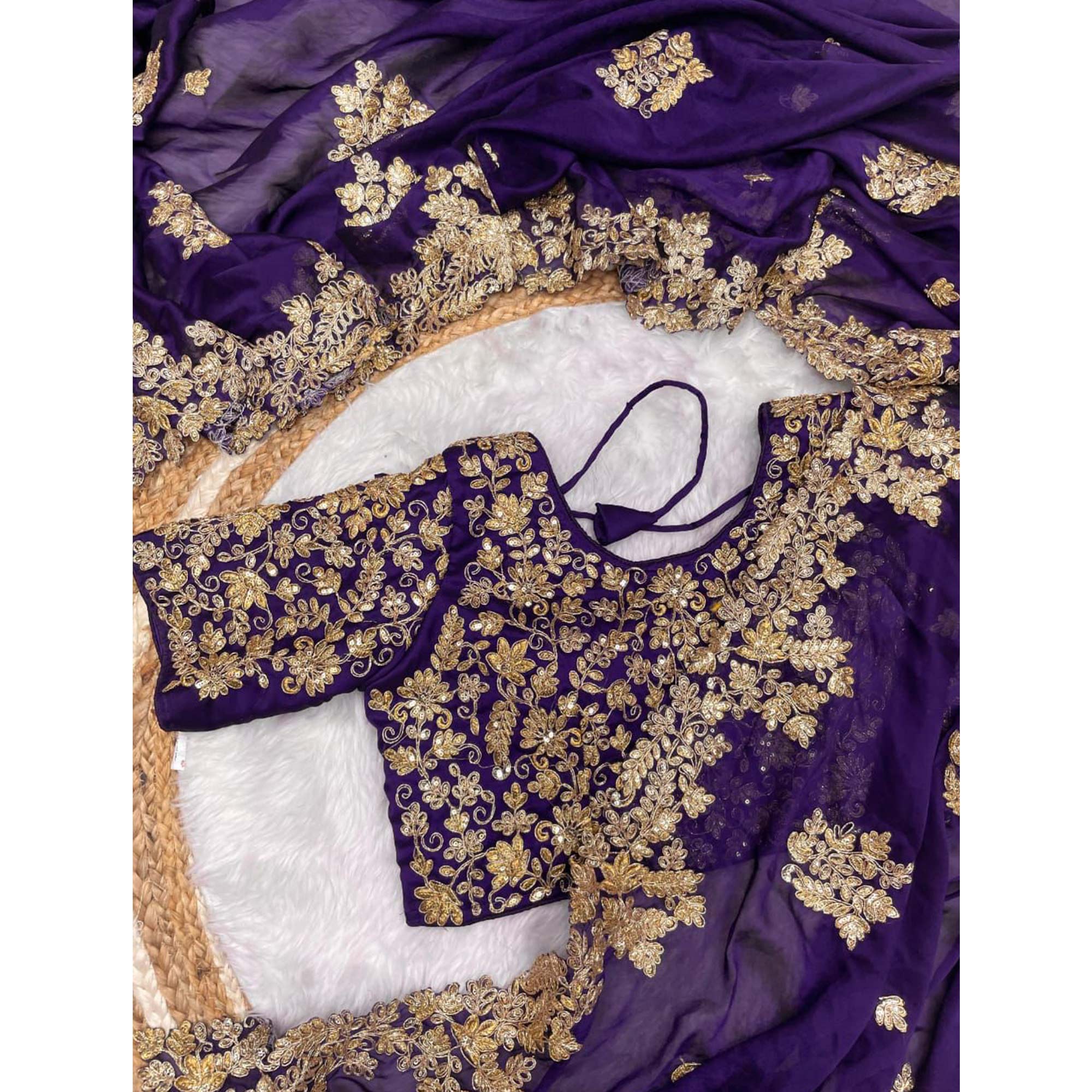 Graceful Violet Silk Blend Saree with Butta Motifs and Exquisite Coding Embroidery