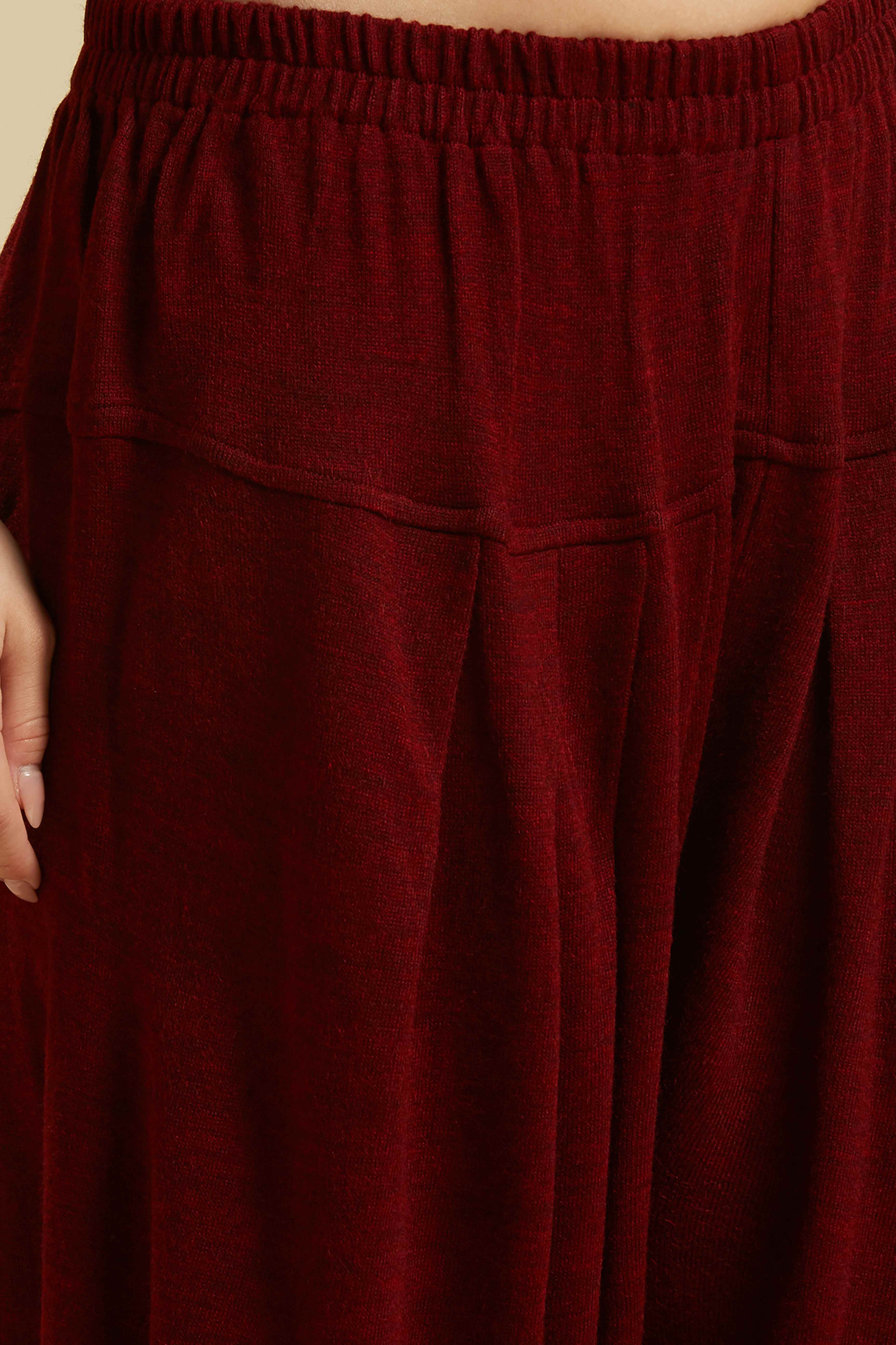 Chikoo Woven Woolen Straight Top Bottom Set