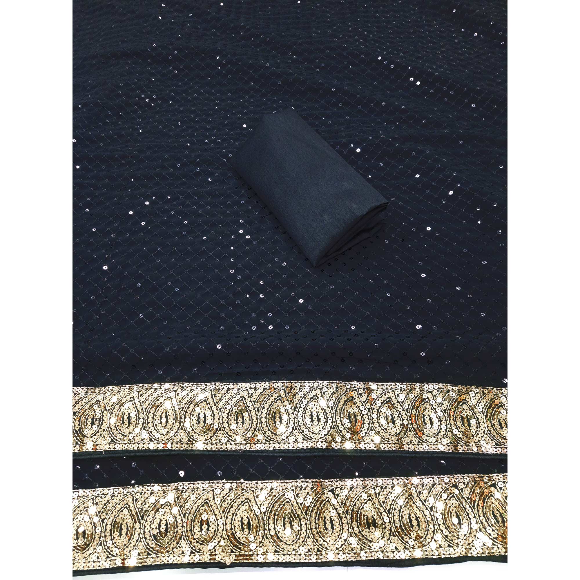 Black Sequins Embroidered Georgette Saree