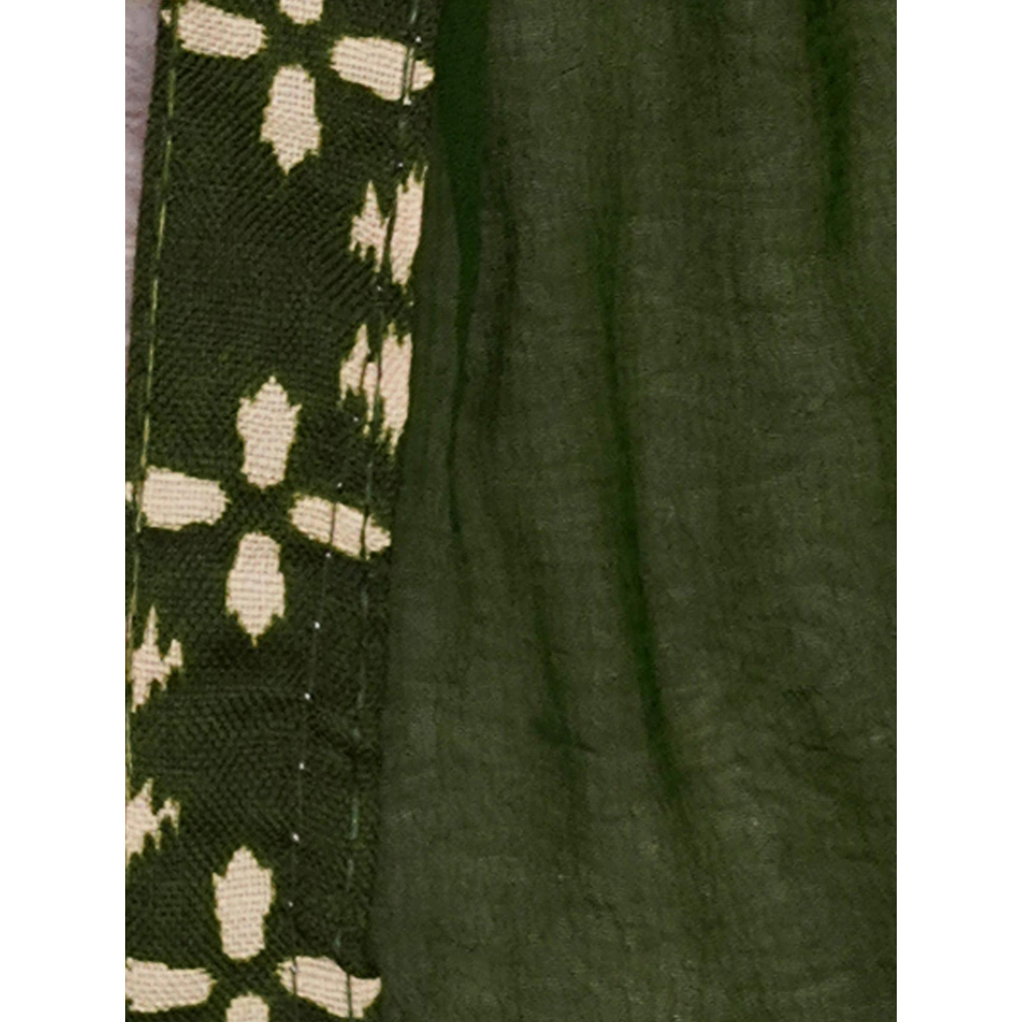 Green Printed With Embroidered Cotton Blend Dress Material