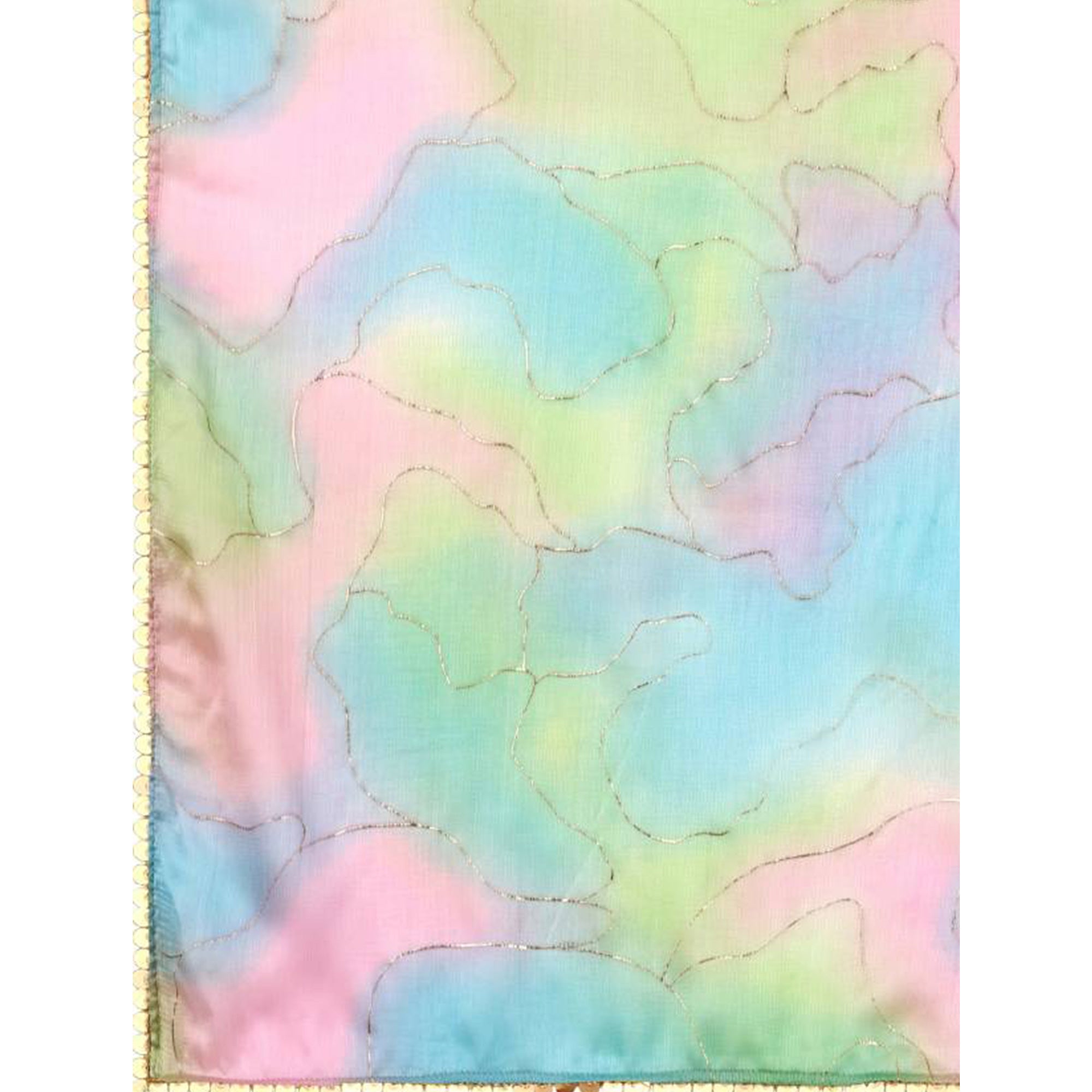 Multicolor Foil Printed Chiffon Saree With Fancy Border