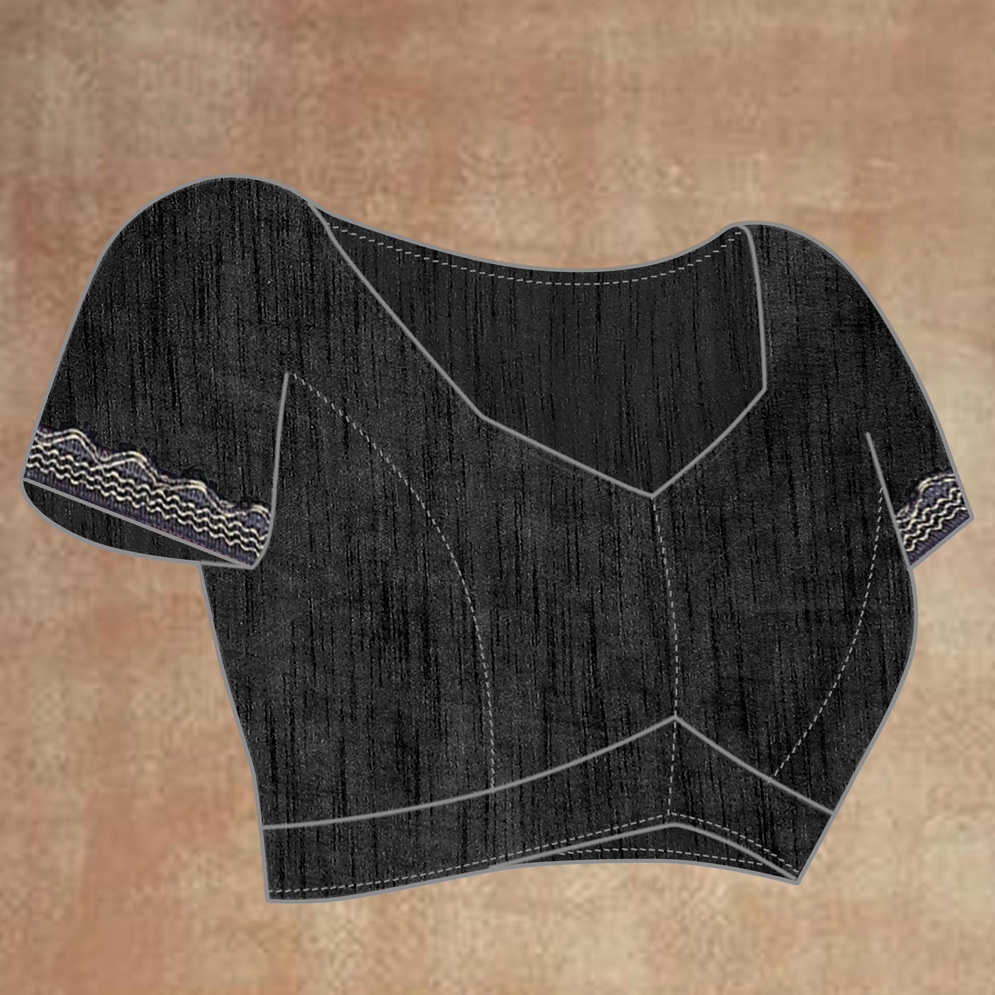 Peach Floral Printed Georgette Saree With Lace Border