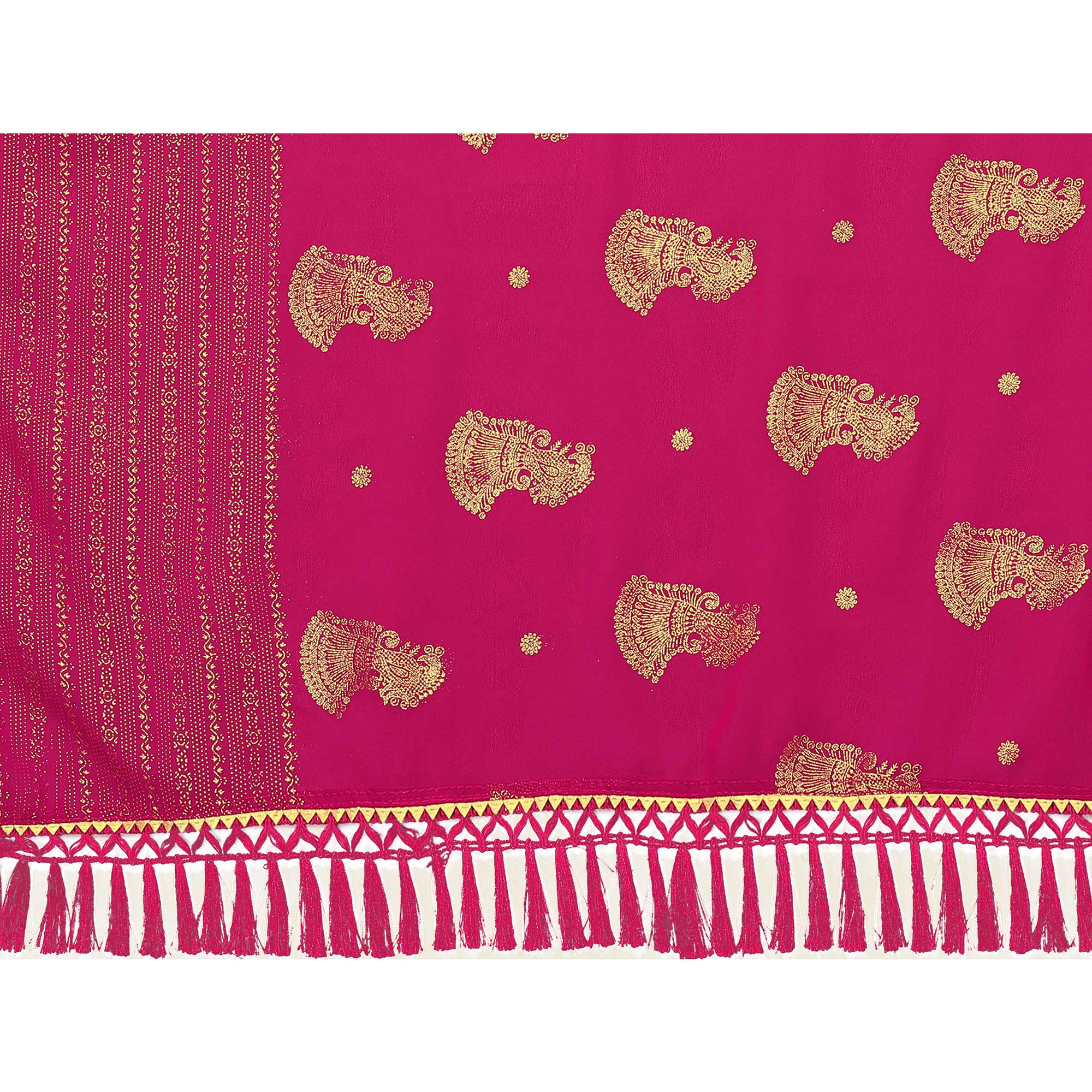 Pink Foil Printed Georgette Saree