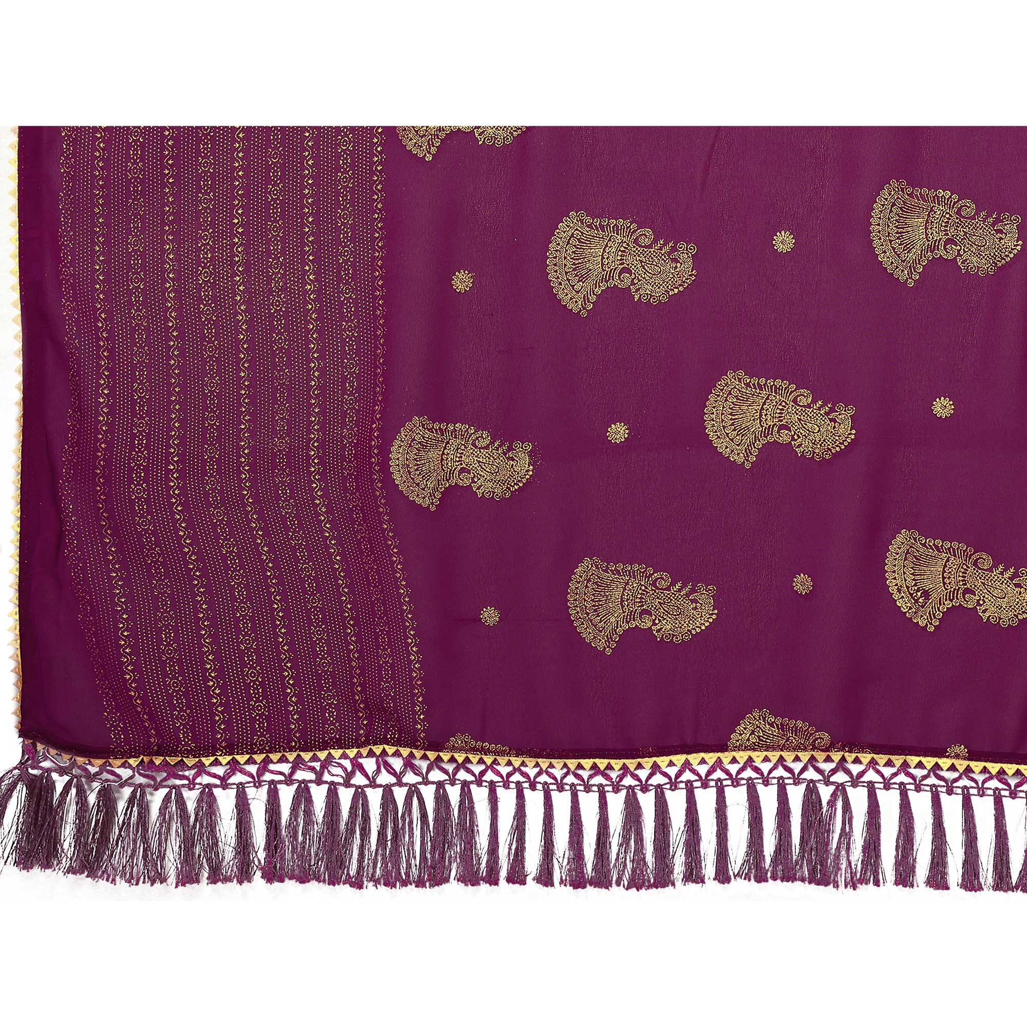 Wine Foil Printed Georgette Saree