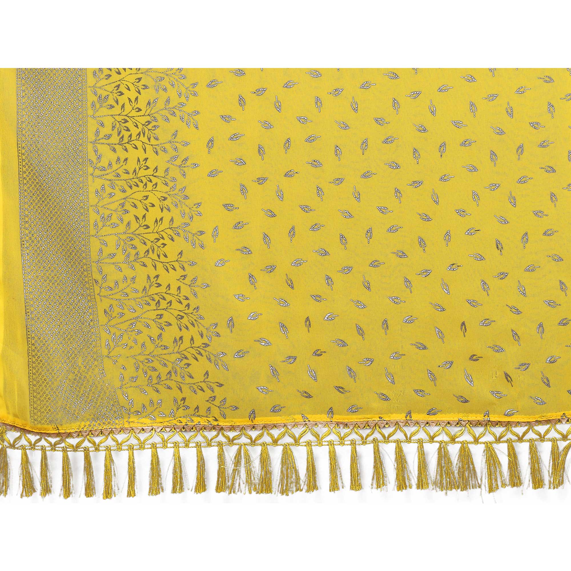 Yellow Foil Printed Georgette Saree
