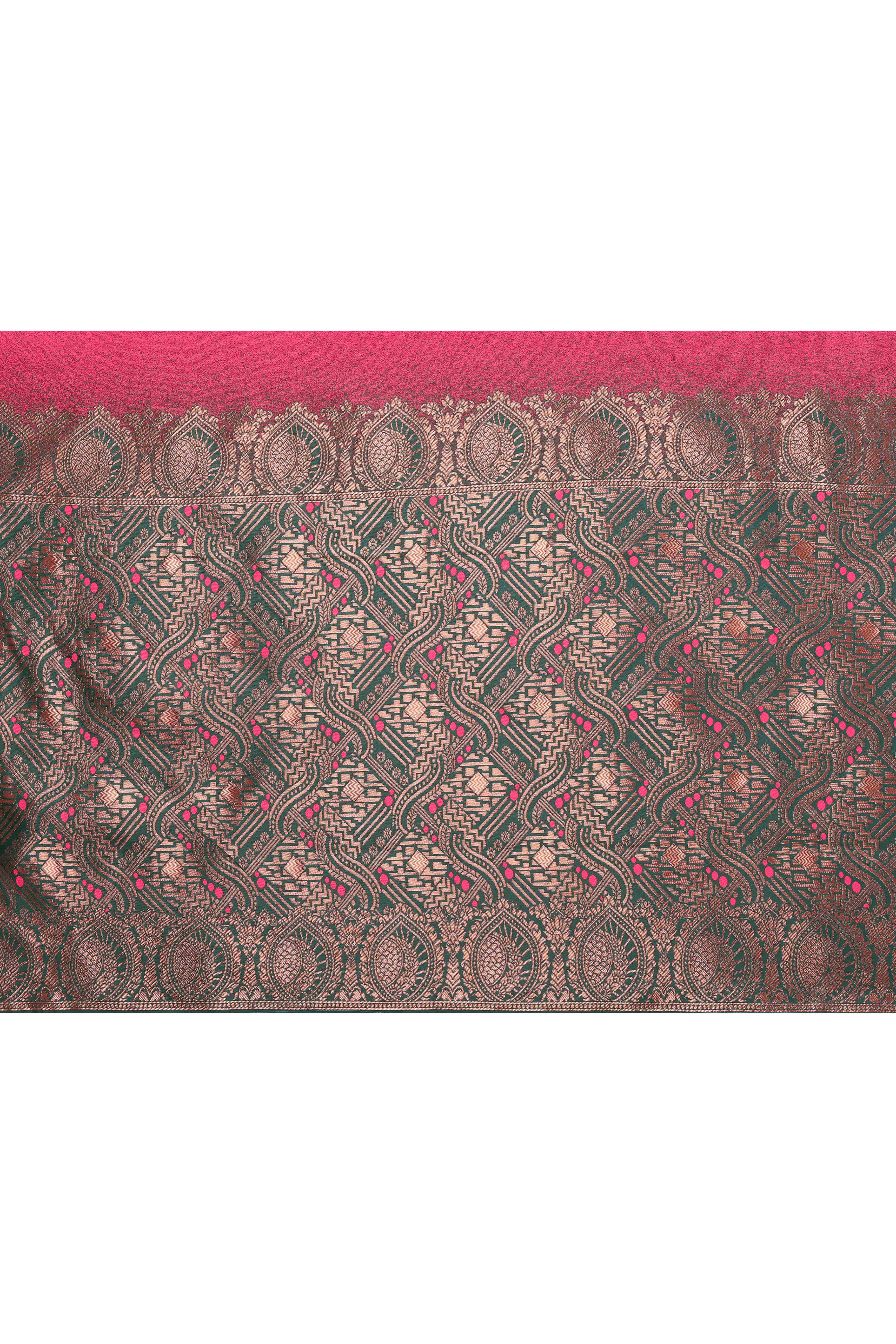 Pink Banarasi Silk Saree Adorned With Floral Zari Weaving