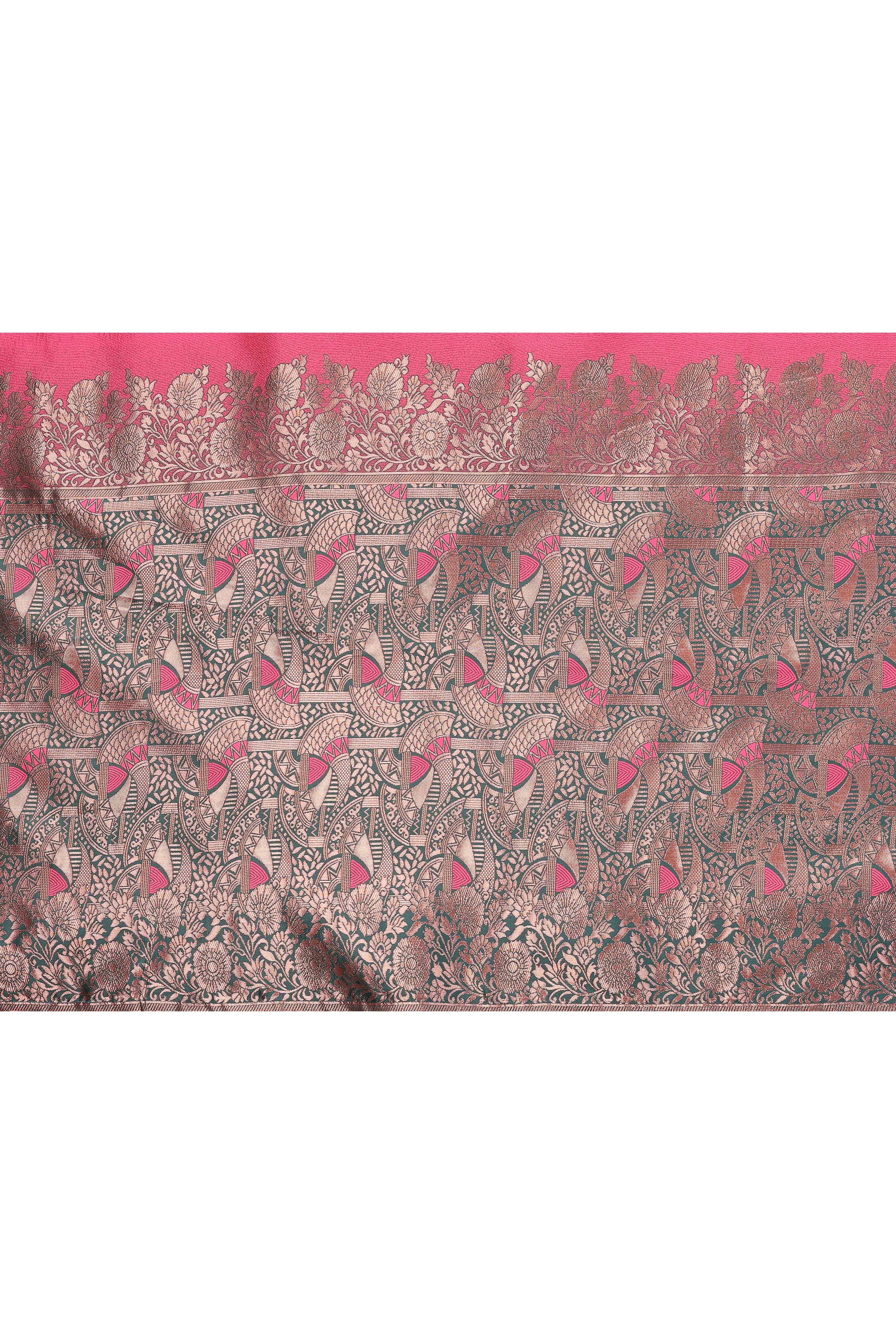 Pink Banarasi Silk Saree With Exquisite Floral Zari Weaving