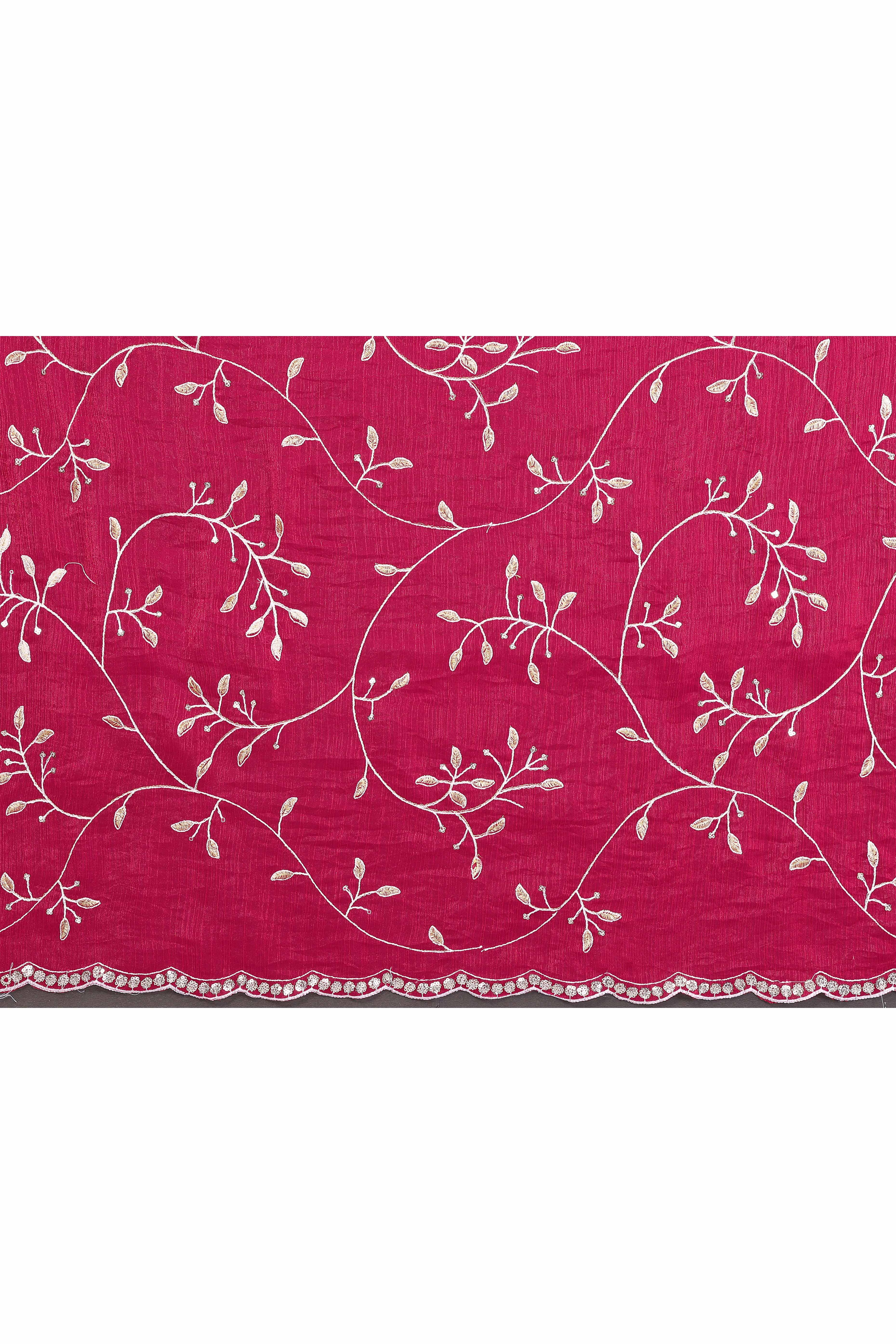 Pink Jimmy Choo Chiffon Saree Adorned with Delicate Floral Sequins Embroidery