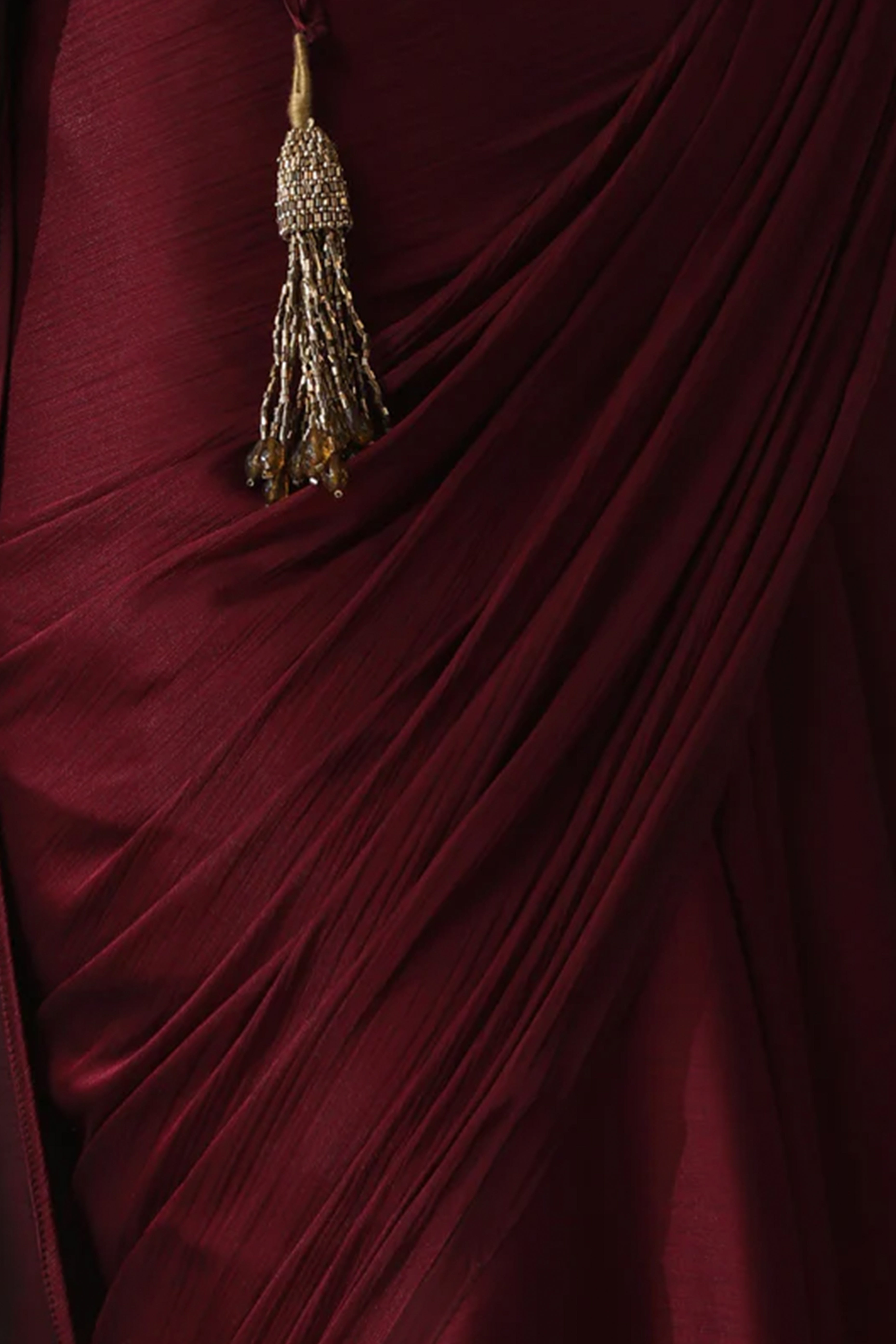 Elegant Maroon Solid Silk Blend Saree Crafted for Glamorous Party Wear