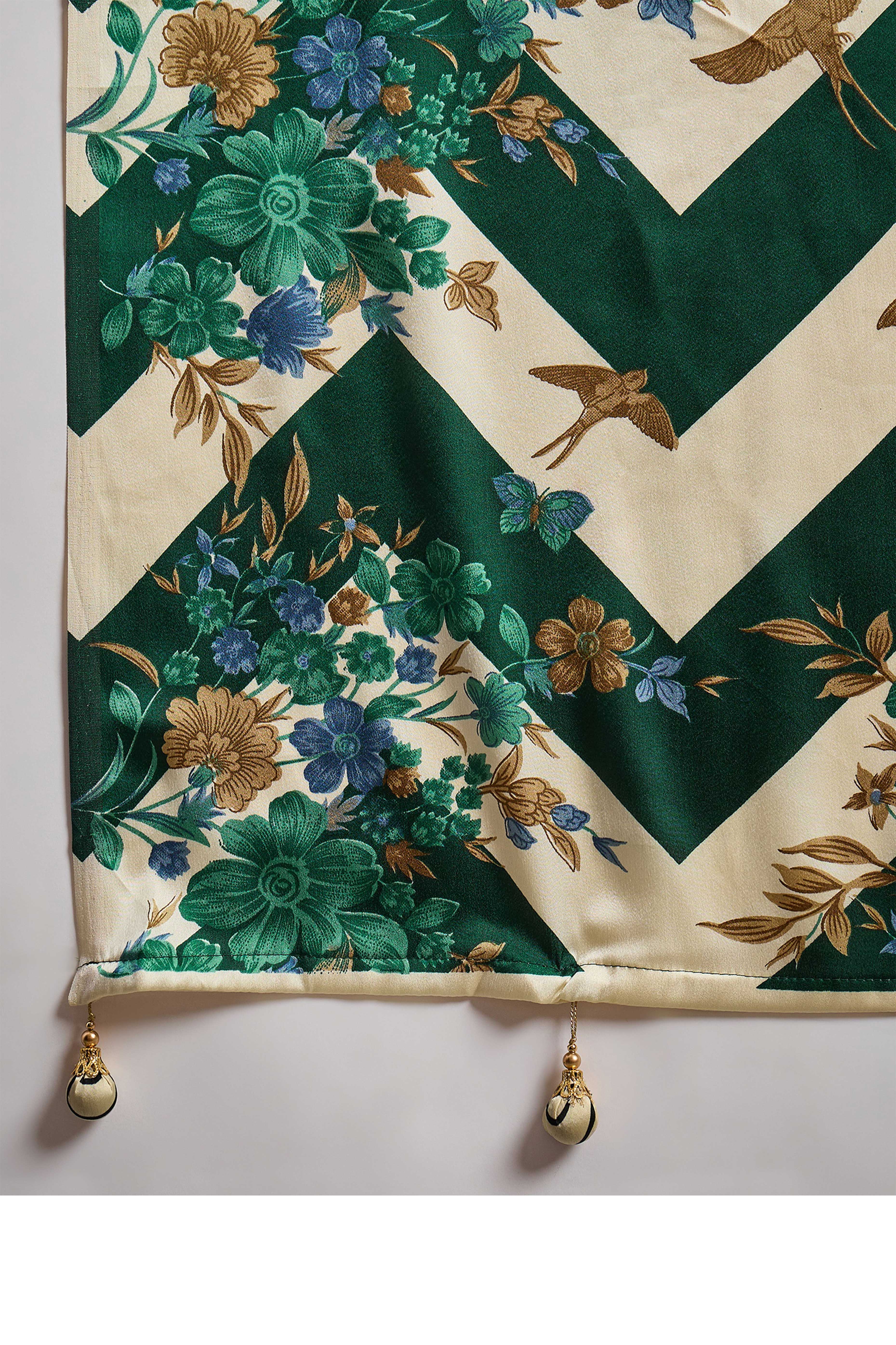 Green Floral Printed Modal Satin Party Wear Saree with a Smooth Satin Finish