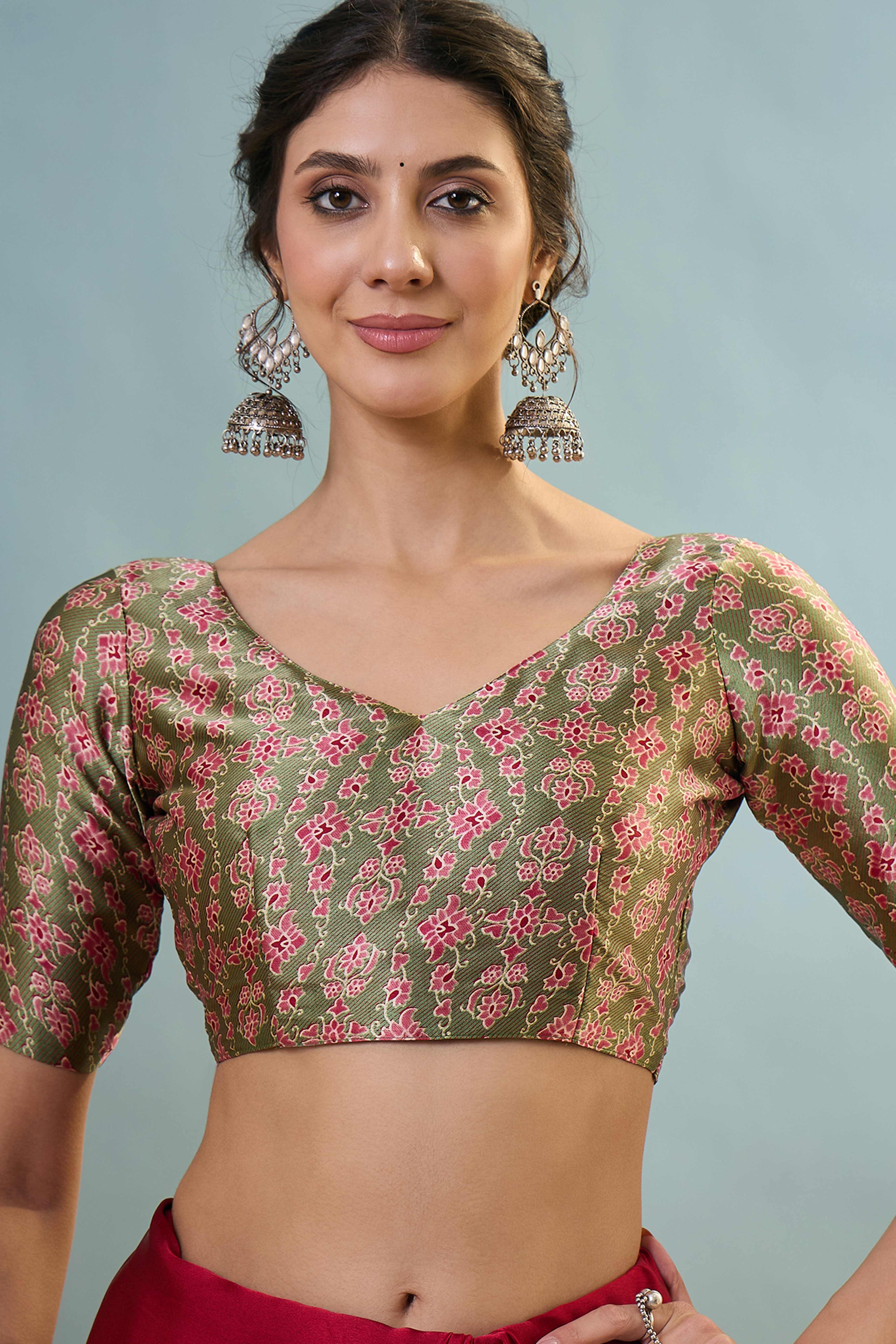 Red Solid Modal Satin Saree Highlighted With Classic Ajrakh Pallu Design