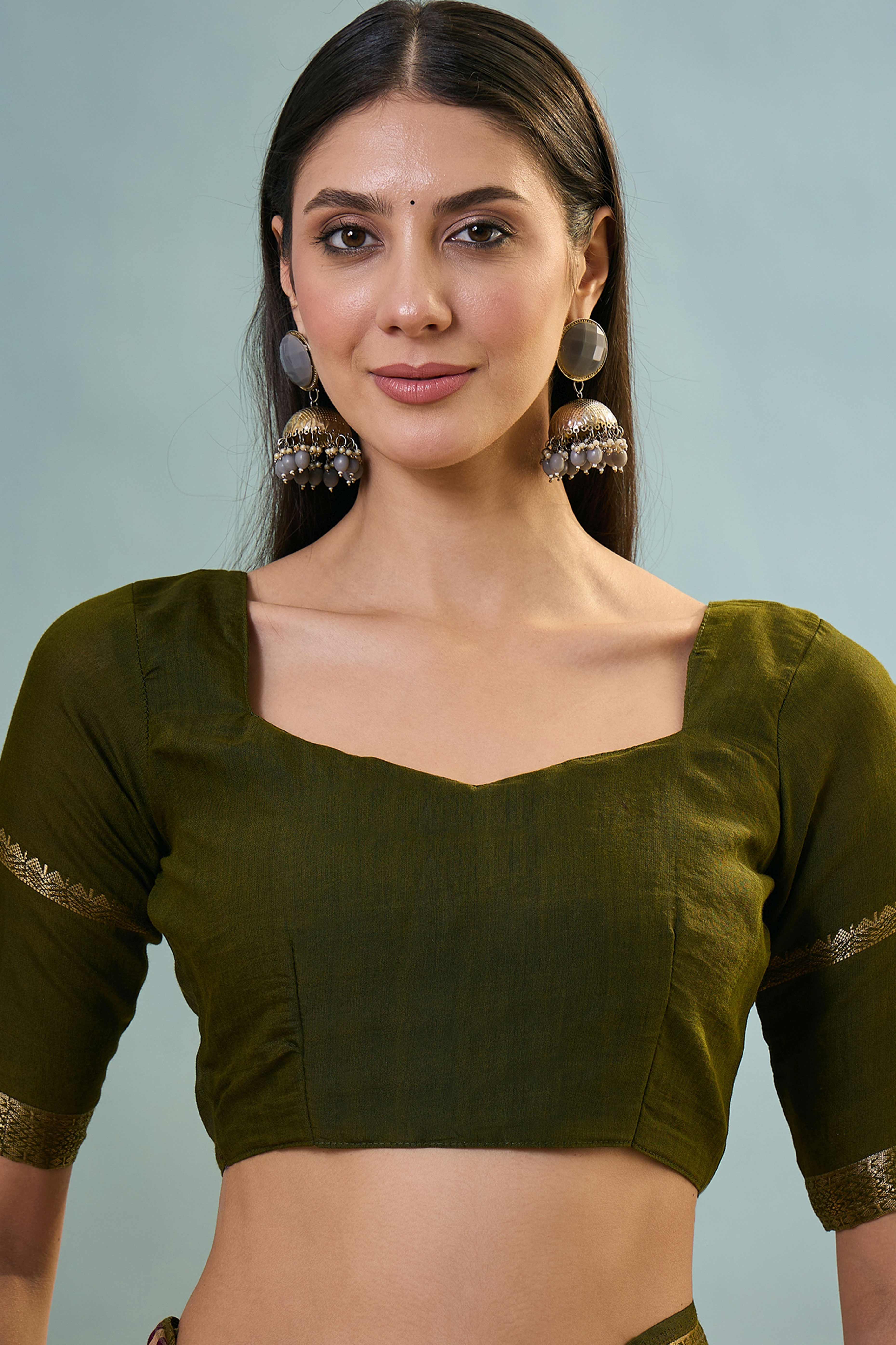 Wine Striped Printed Viscose Saree with a Subtle Zari Finish