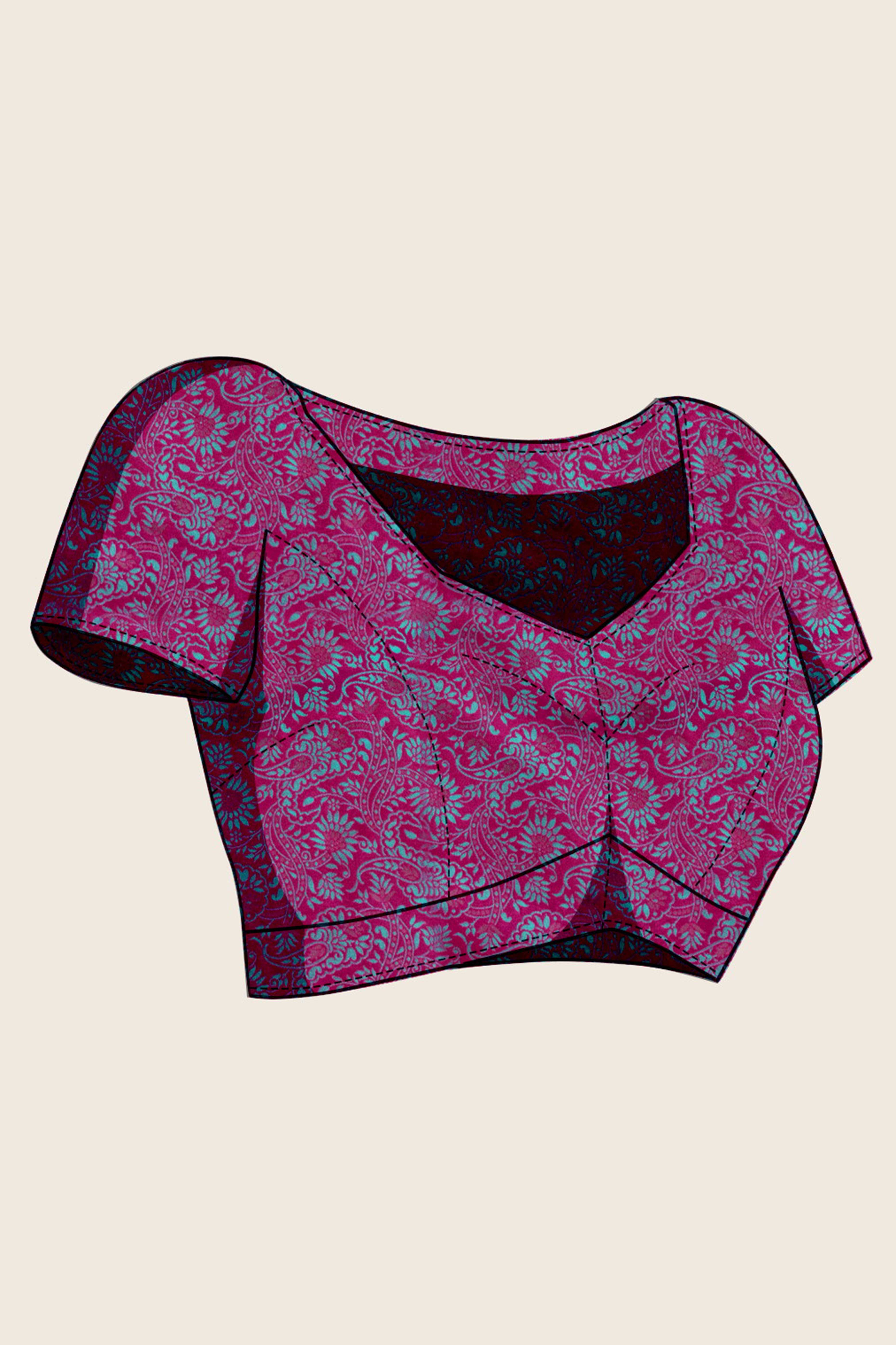 Magenta Pure Silk Kanjivaram Handloom Saree Enhanced with Zari Woven Patterns