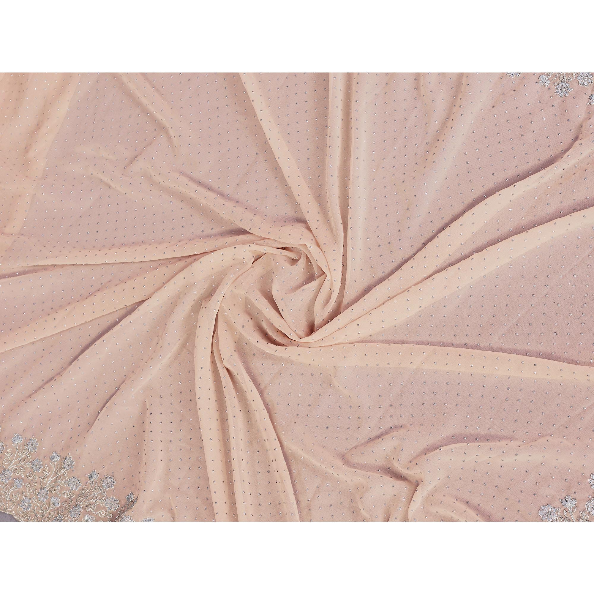 Soft Peach Georgette Saree with Subtle Zari Embroidery