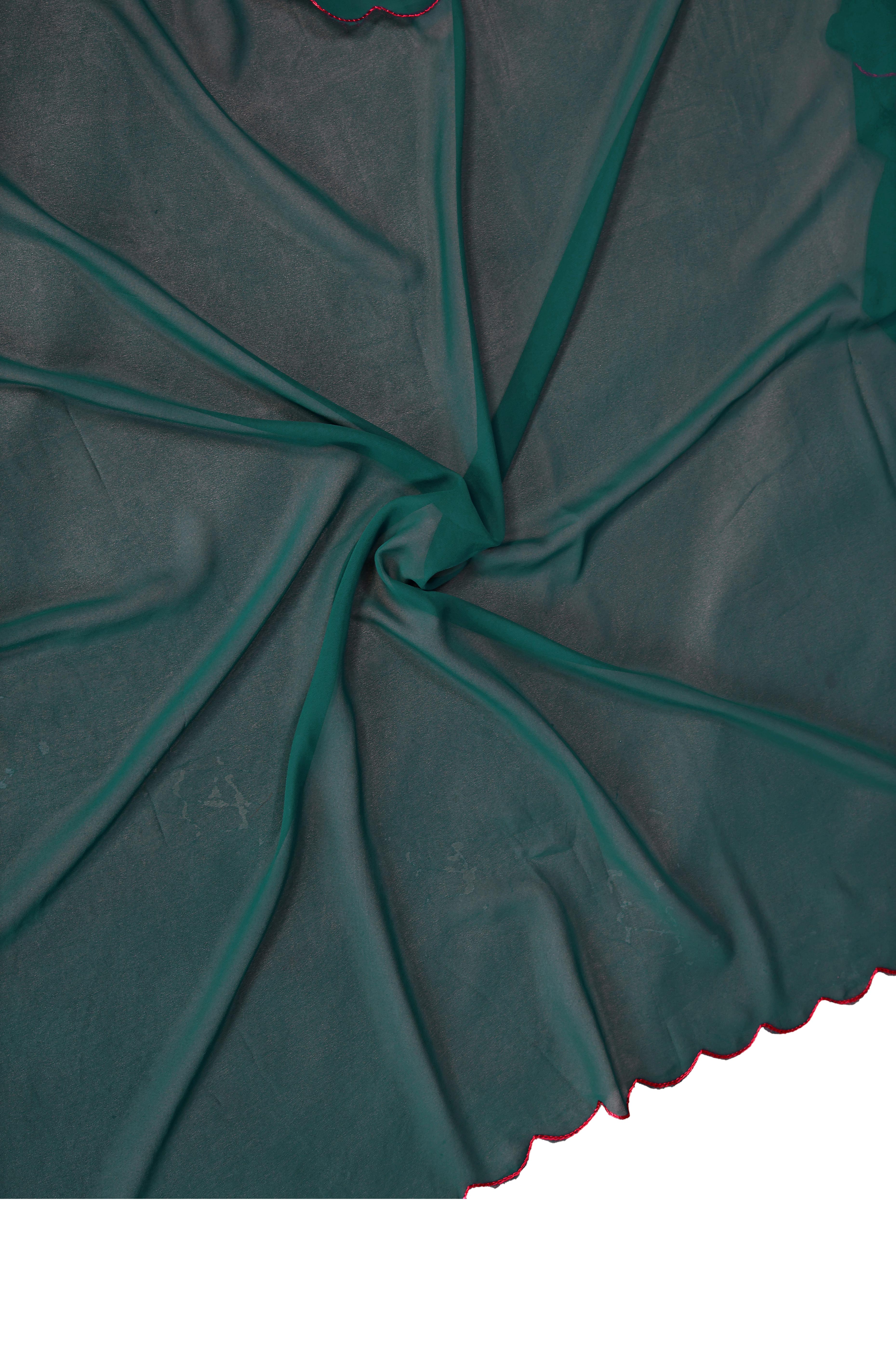 Sophisticated Morpich Green Party Wear Saree in Flowing Georgette Fabric With Embellished Blouse