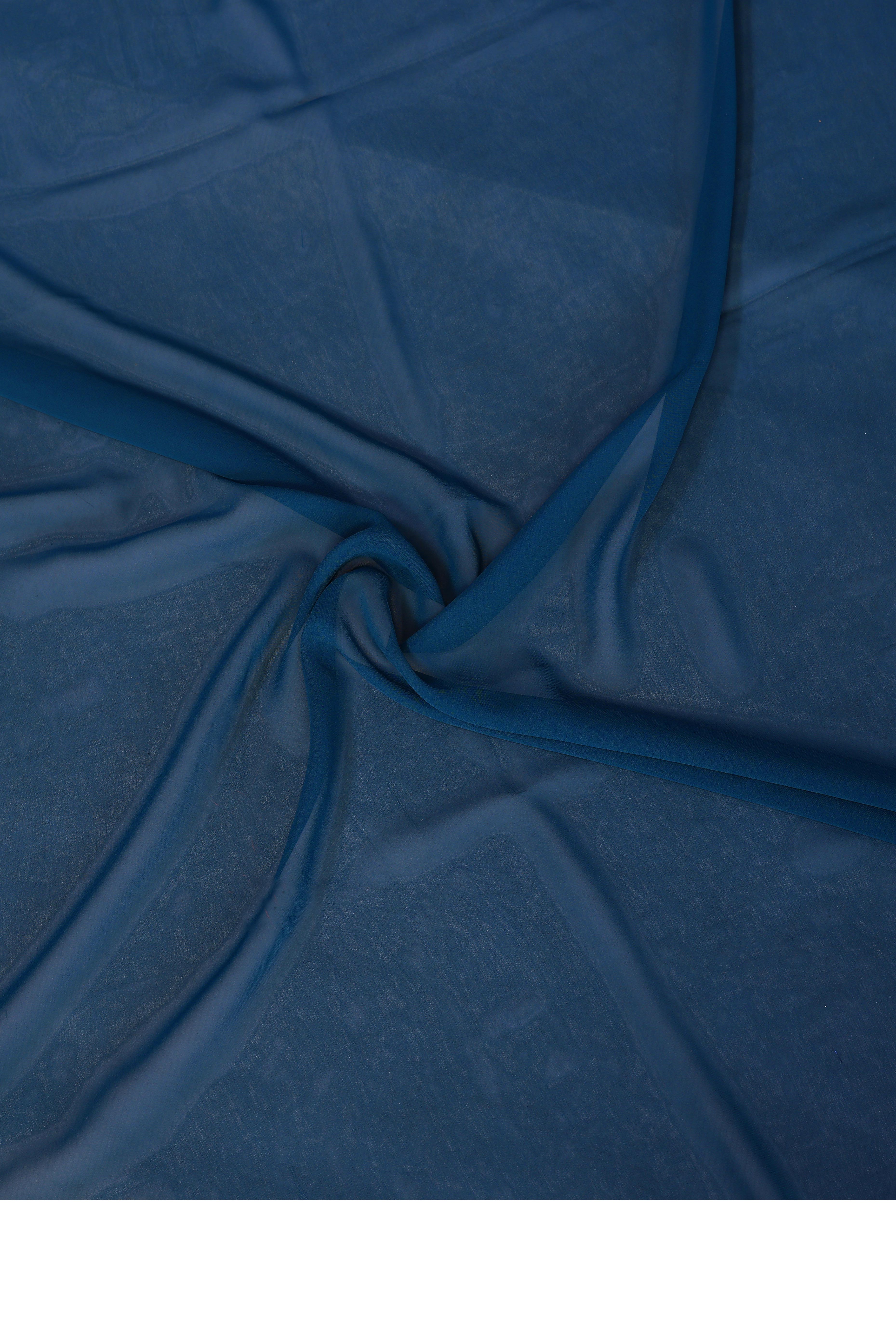 Sophisticated Teal Party Wear Saree in Flowing Georgette Fabric With Embellished Blouse