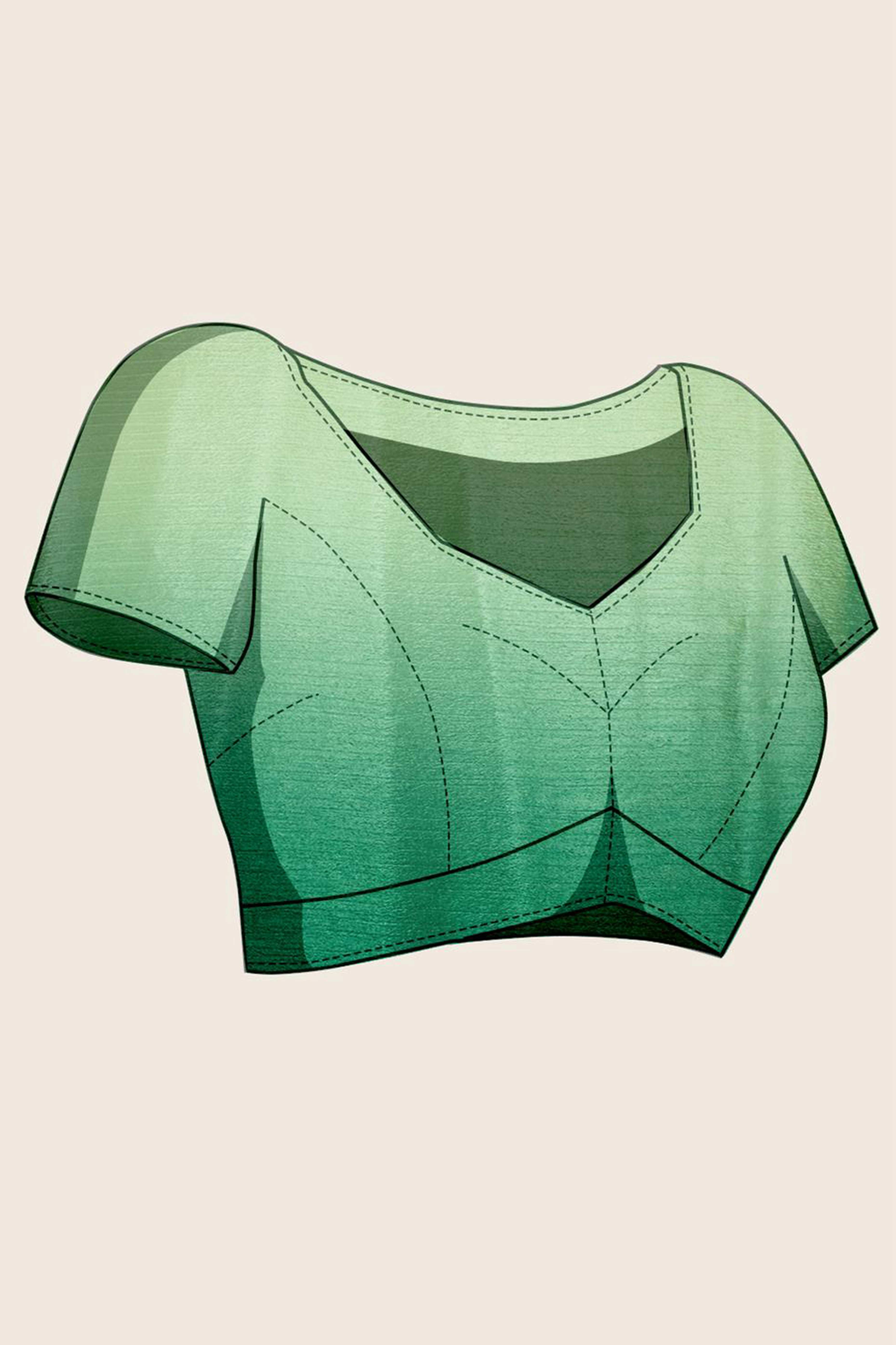 Green Dual Tone Swarovski Work Chinon Ombre Saree