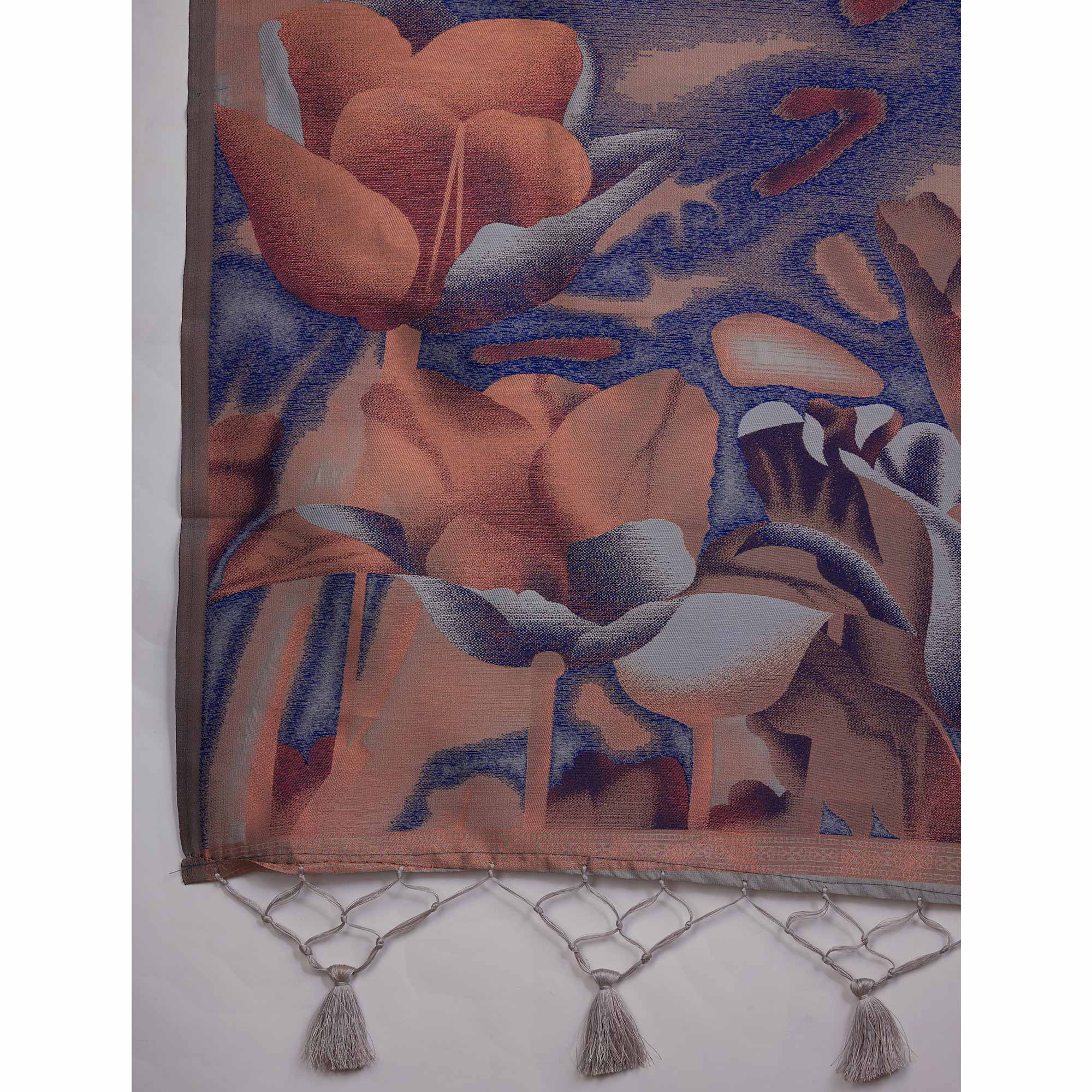 Grey Floral Woven Banarasi Silk Saree