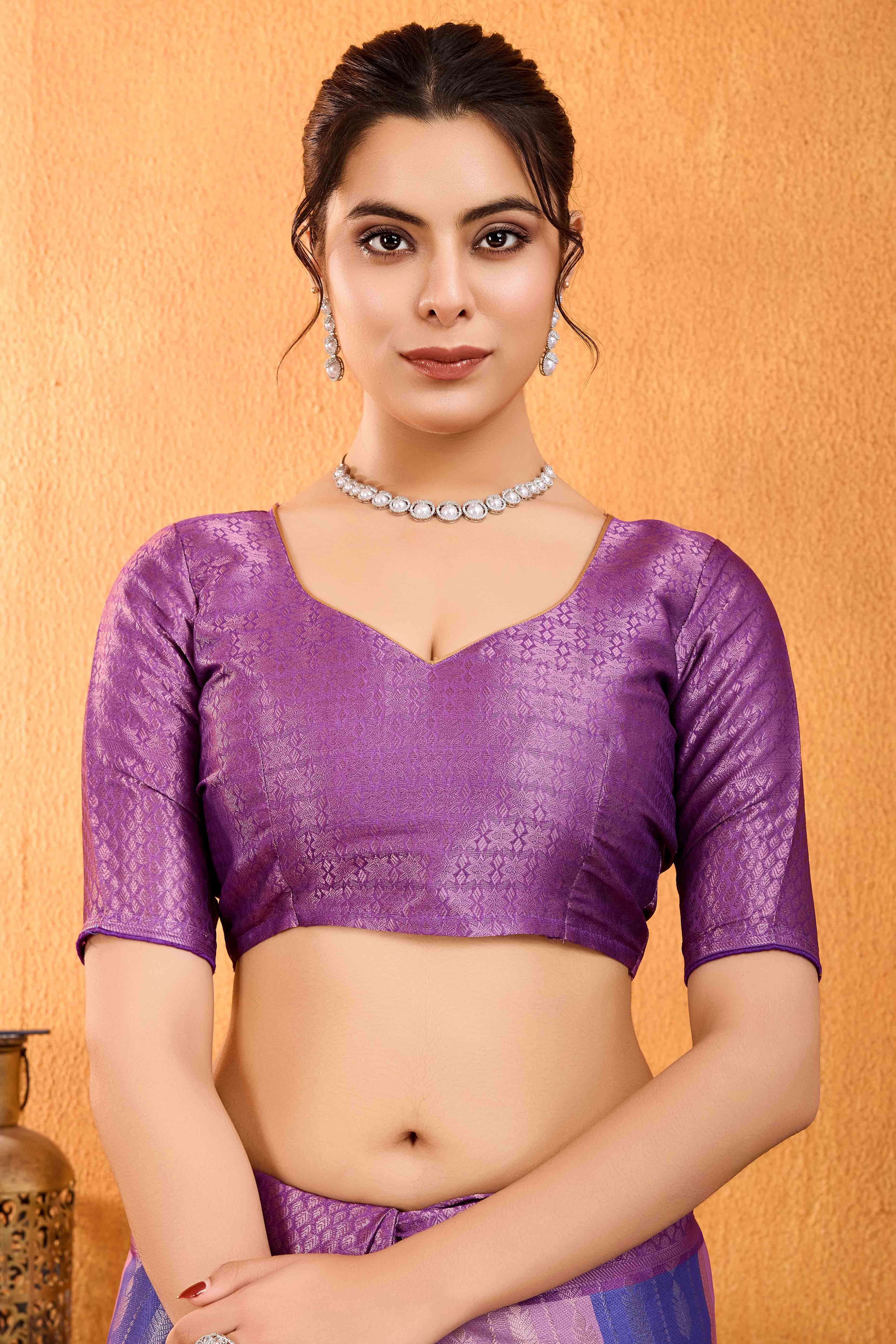 Purple Zari Weaving Mysore Brocade Silk Saree