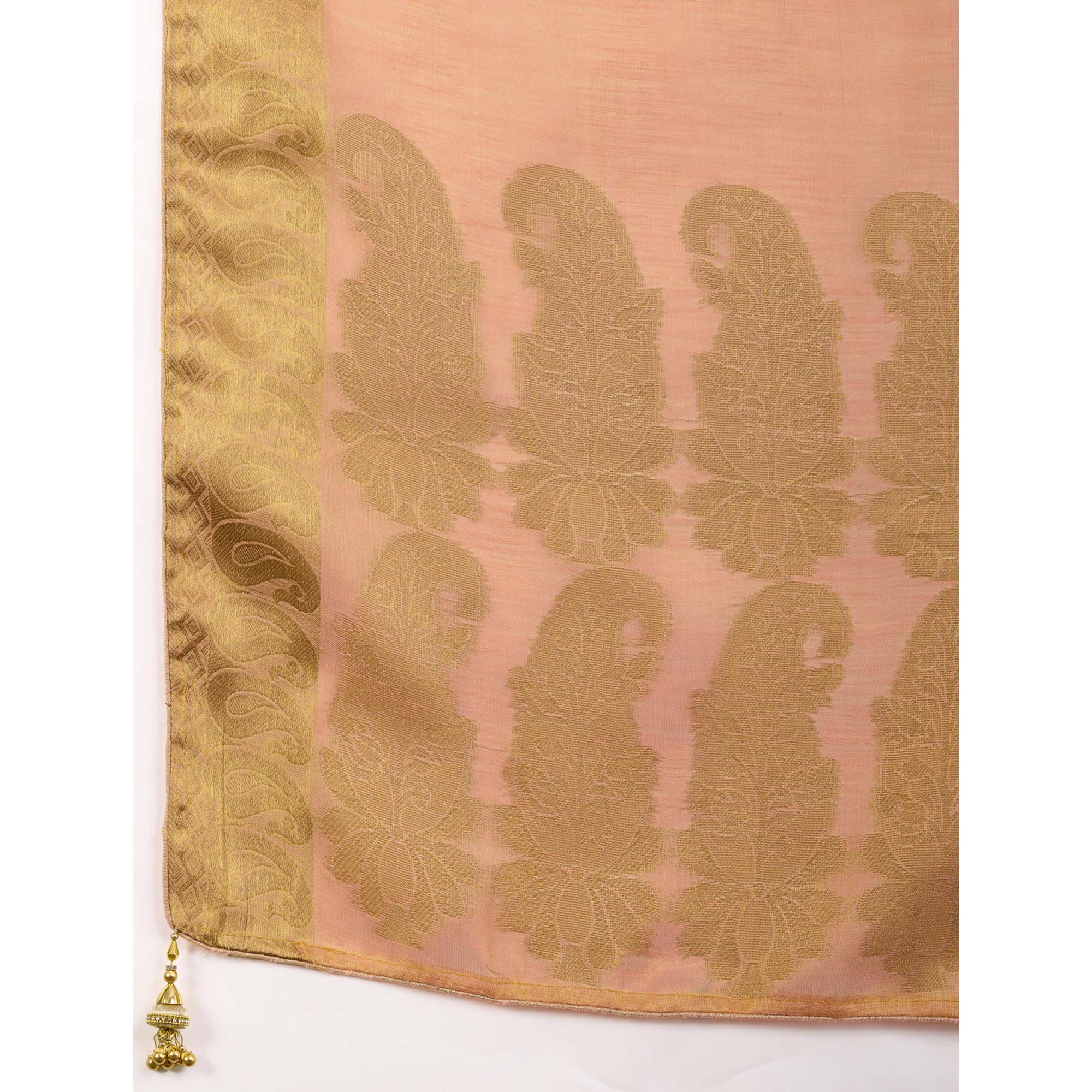 Pink Festive Linen Tissue Saree with Zari Borders