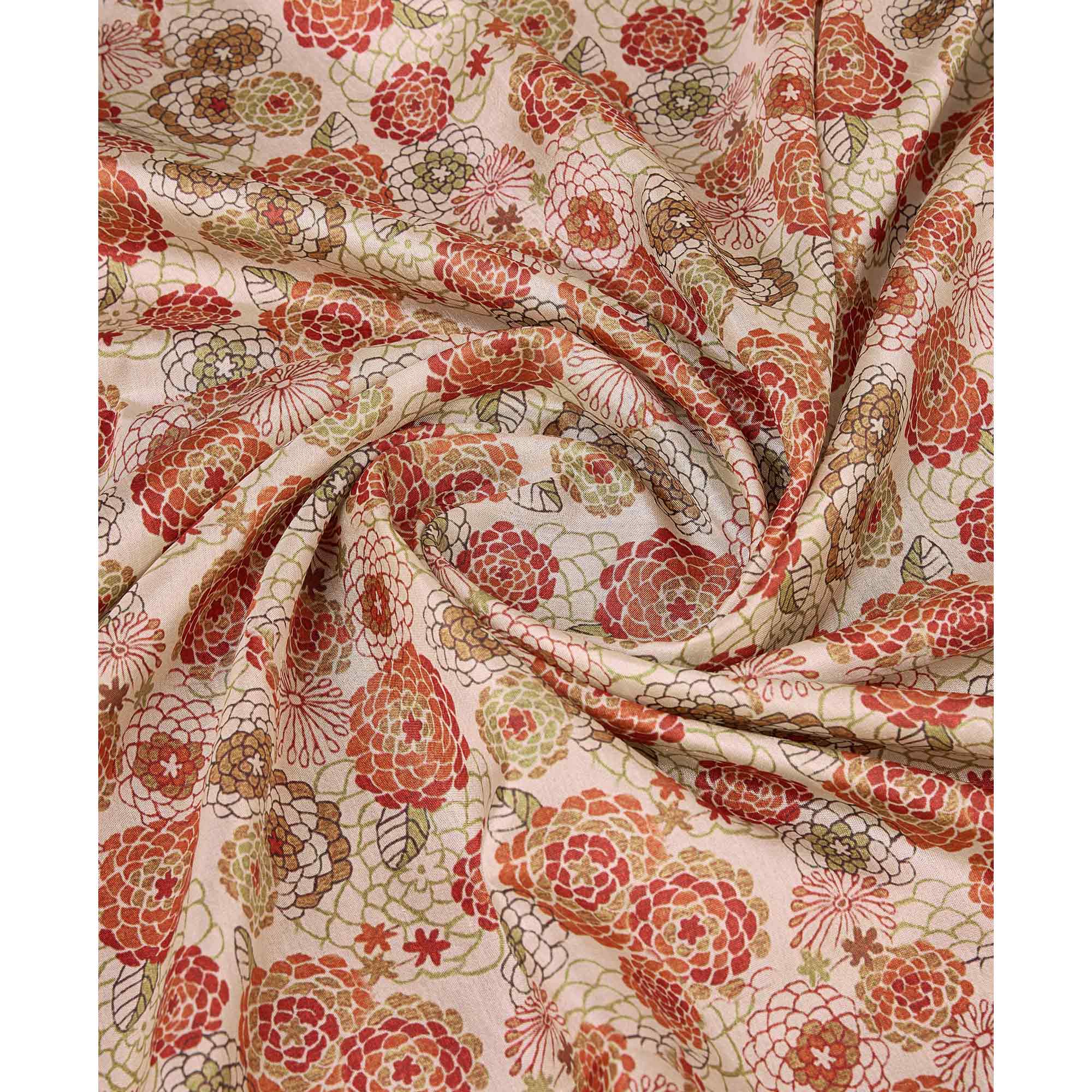 Beige Digital Printed Cotton Silk Saree With Border