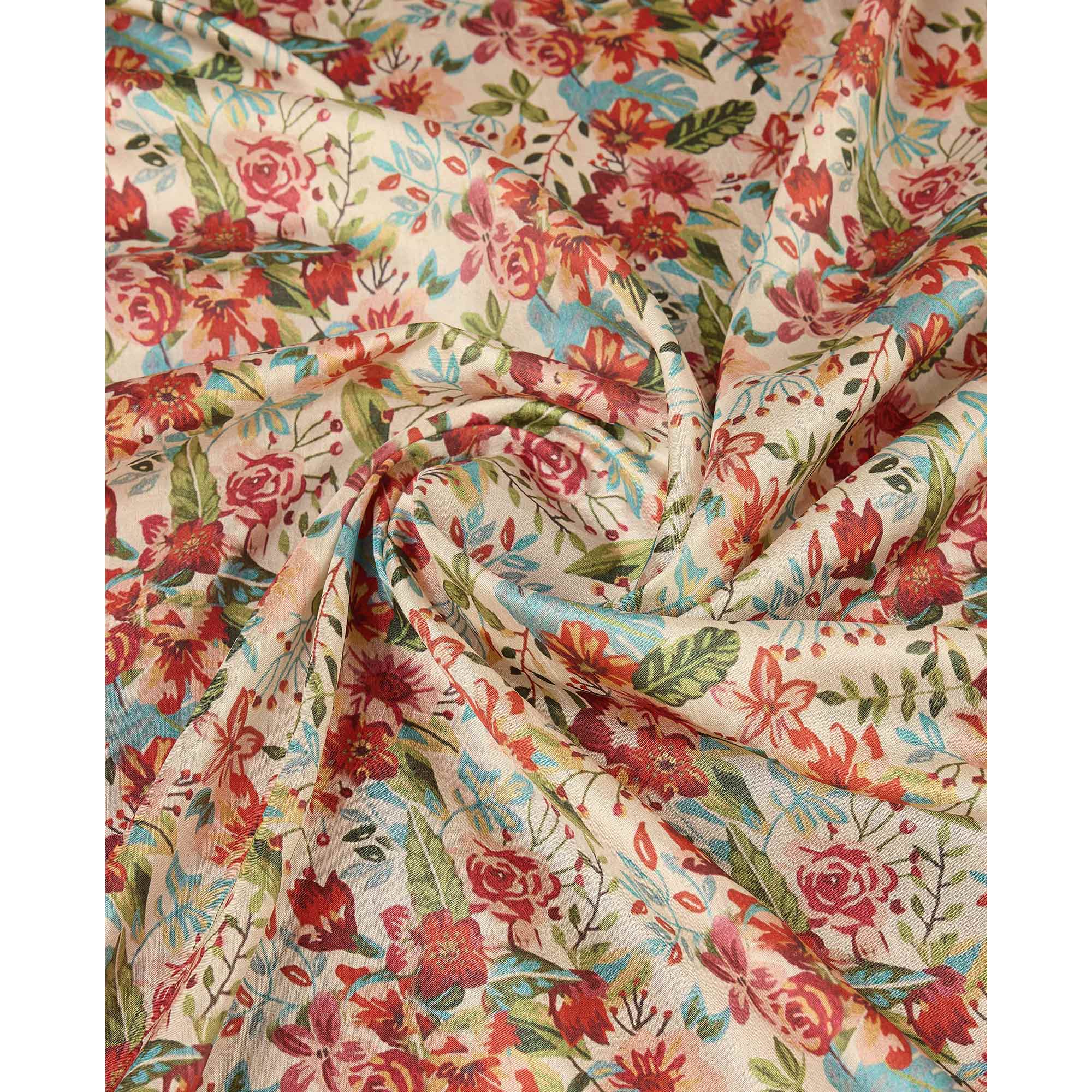 Beige Digital Printed Cotton Silk Saree With Border