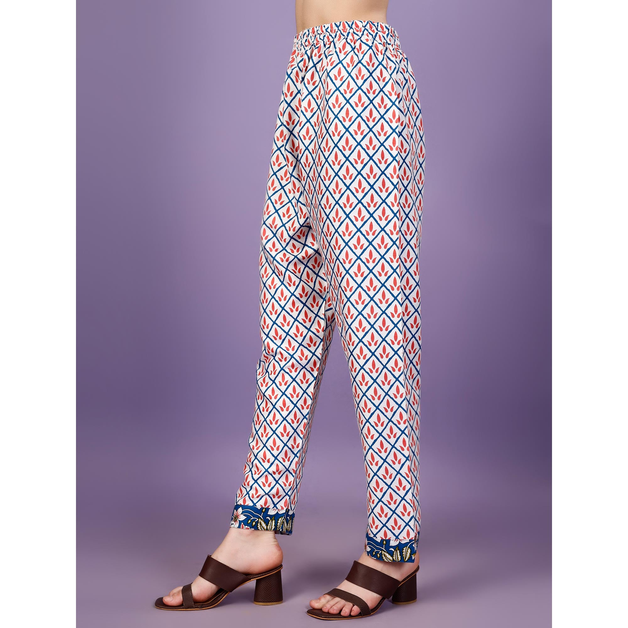 Blue Floral Printed Viscose Salwar Suit