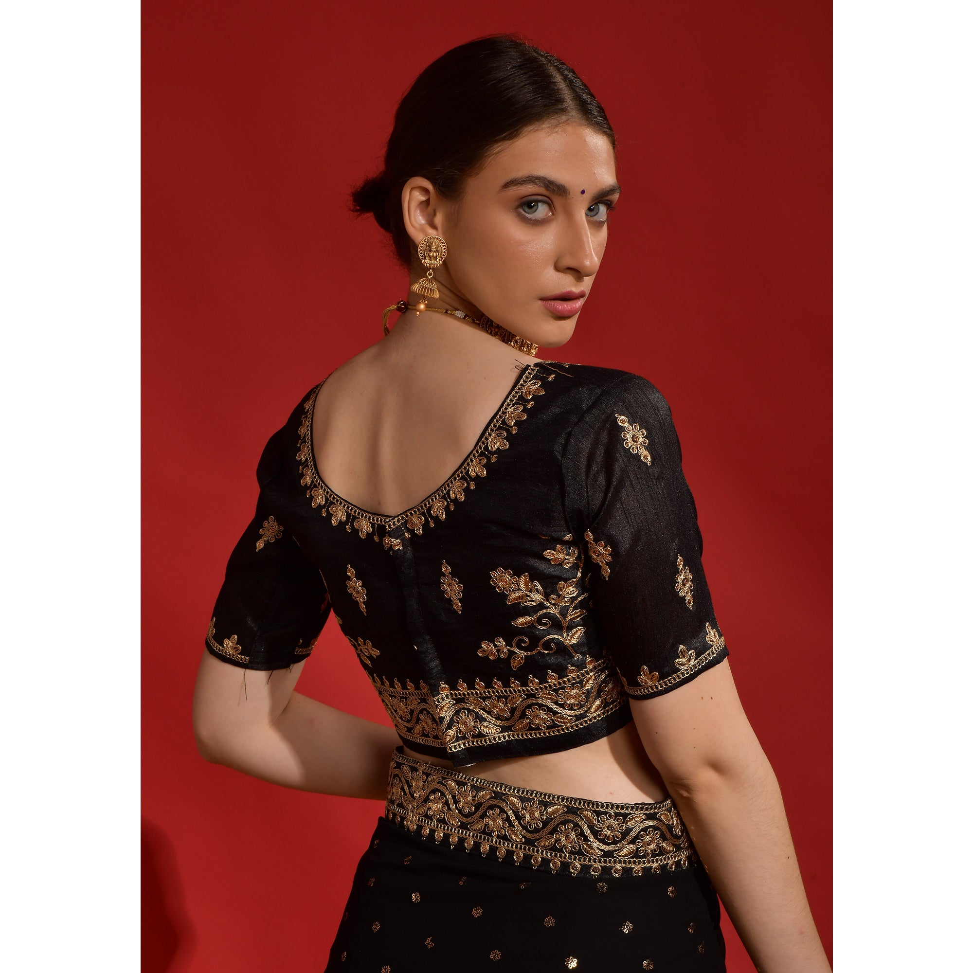 Black Sequins Embroidered Georgette Saree