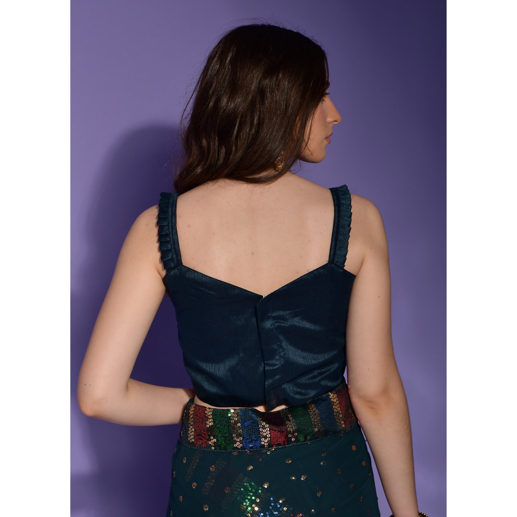 Blue Sequins Embroidered Georgette Saree