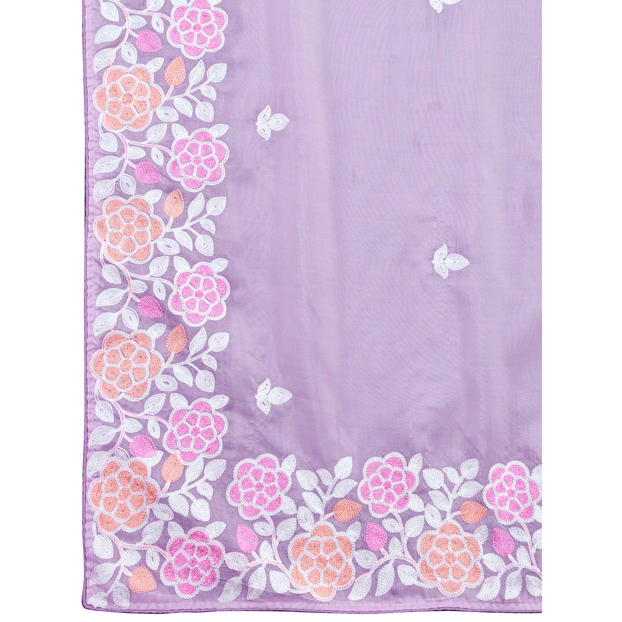 Lavender Floral Sequins Embroidered Organza Silk Saree
