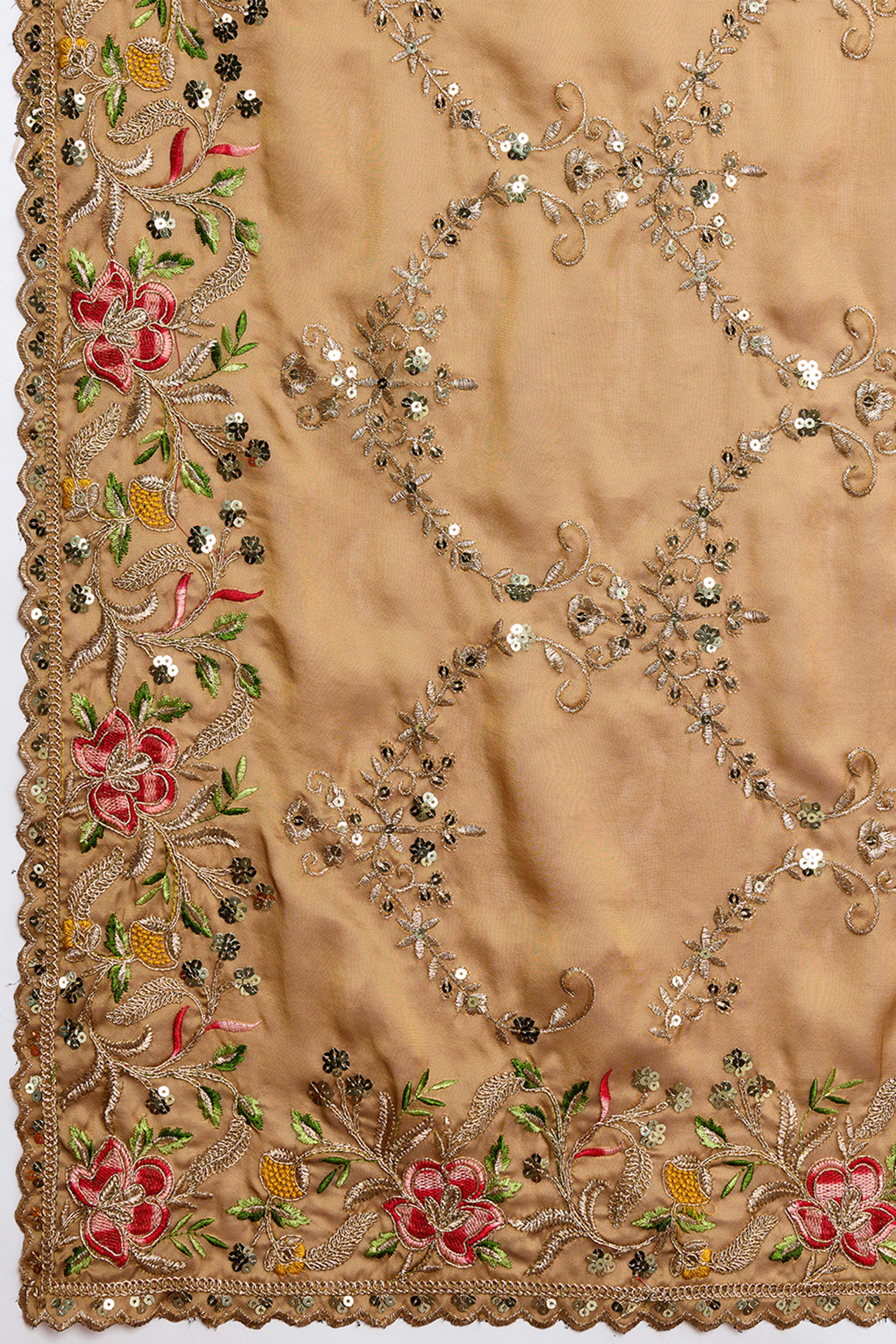Brown Embroidered Art Silk Saree with Shimmering Sequin Highlights