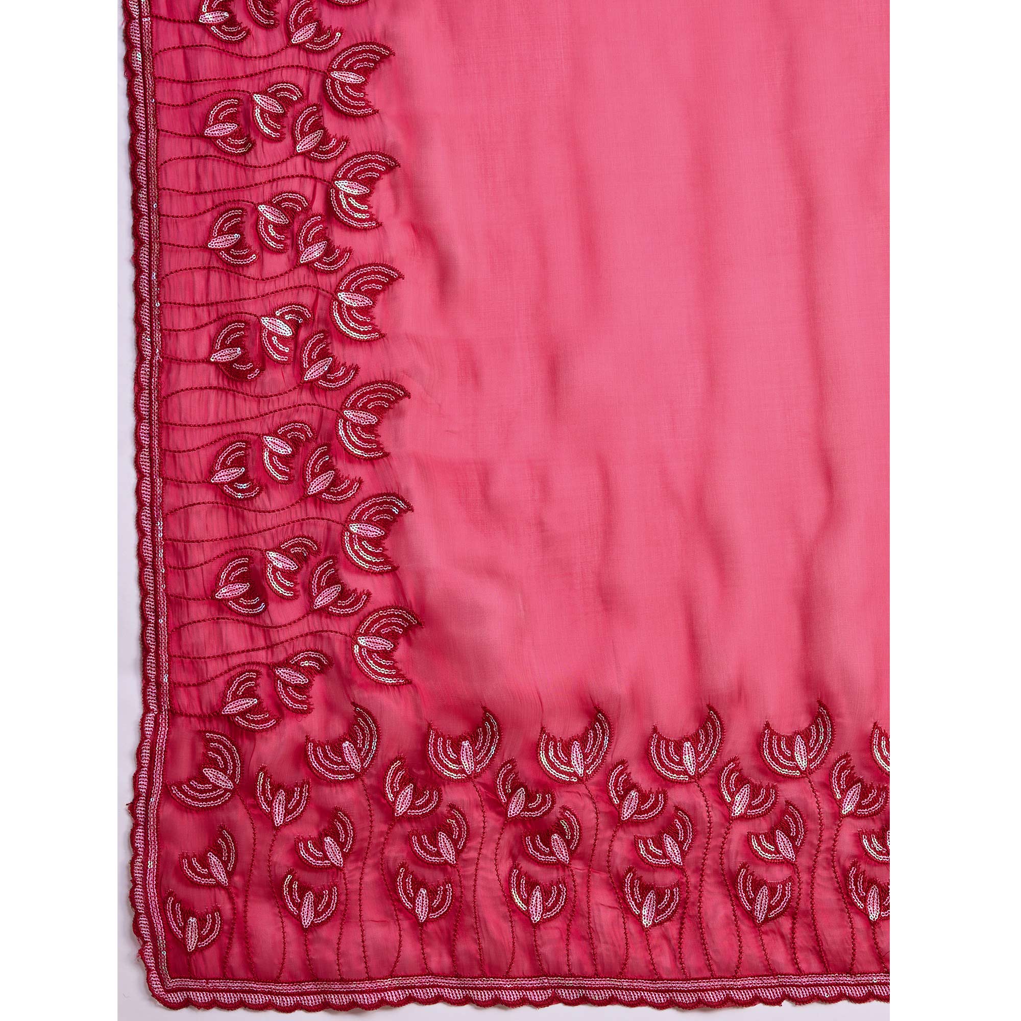 Pink Floral Sequins Embroidered Jimmi Choo Zoya Silk Saree