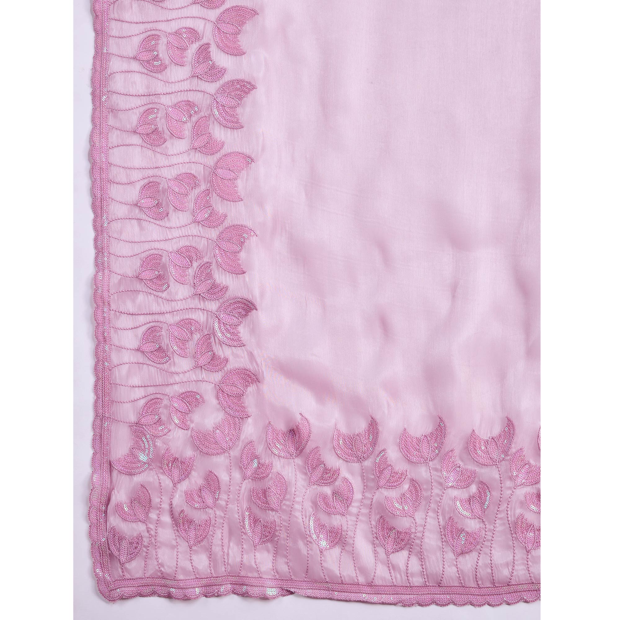 Light Purple Floral Sequins Embroidered Jimmi Choo Zoya Silk Saree