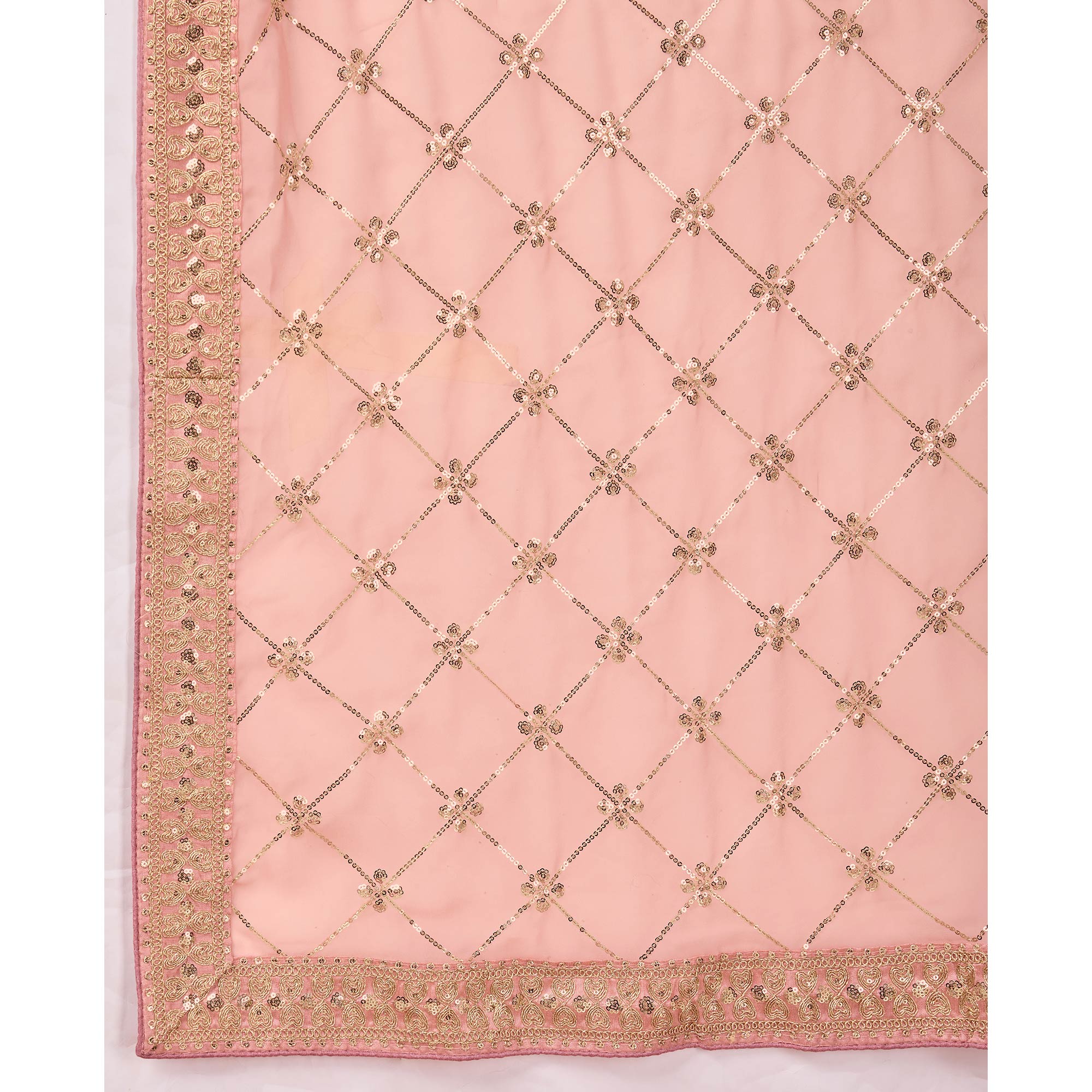 Peach Sequins Embroidered Georgette Saree