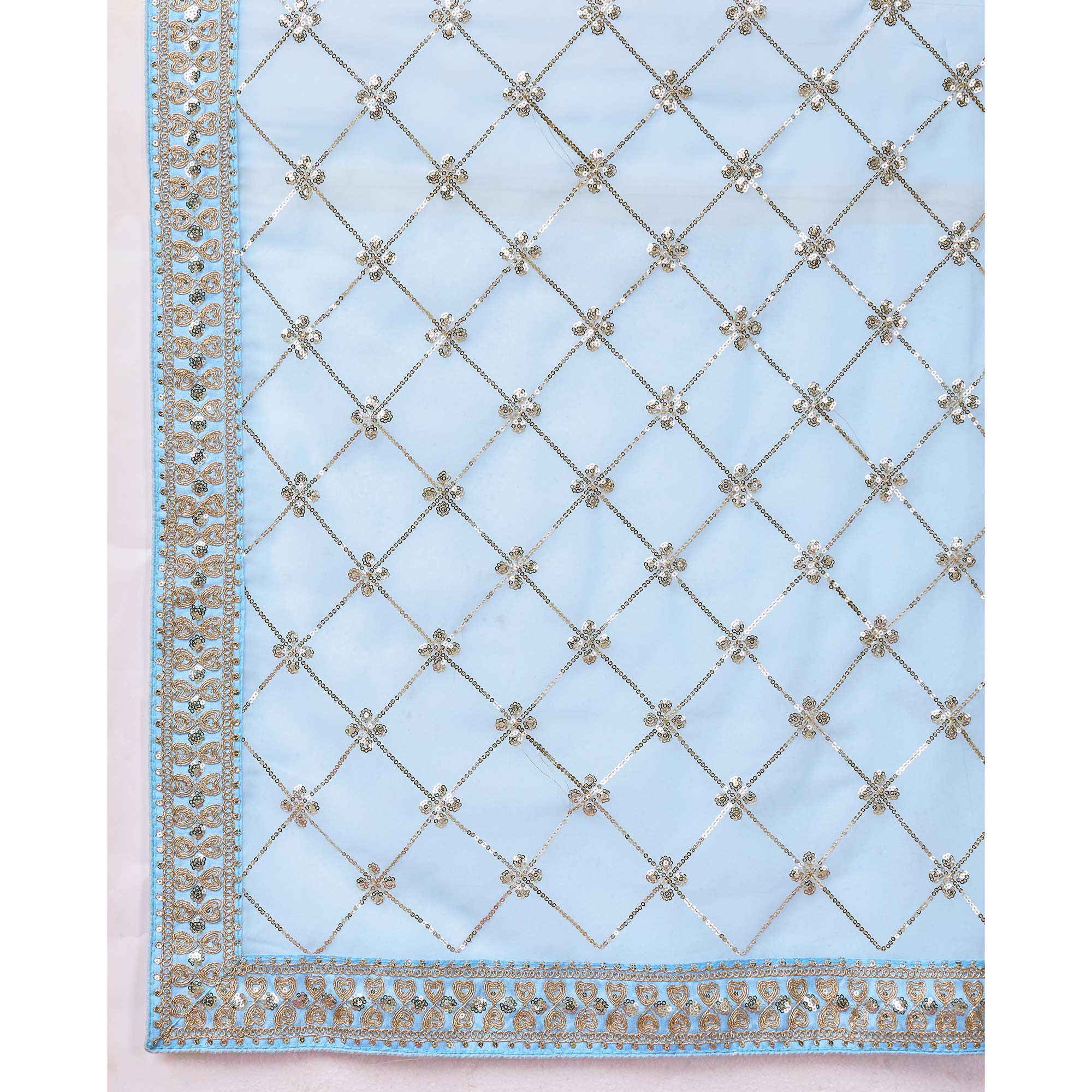 Blue Sequins Embroidered Georgette Saree