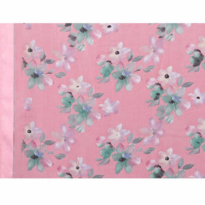 Pink Floral Printed Moss Art Silk Saree