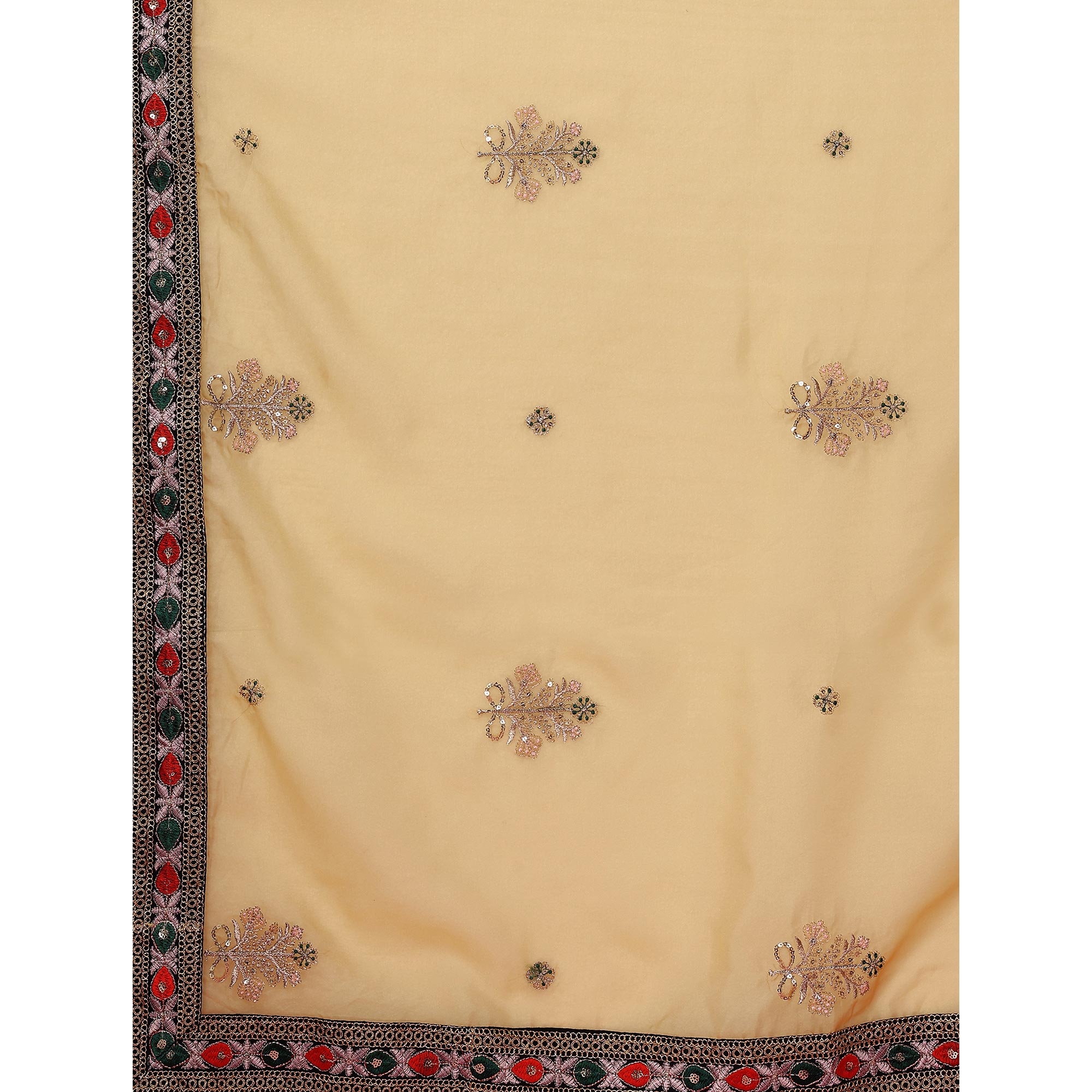 Yellow Floral Sequins Embroidered Organza Saree