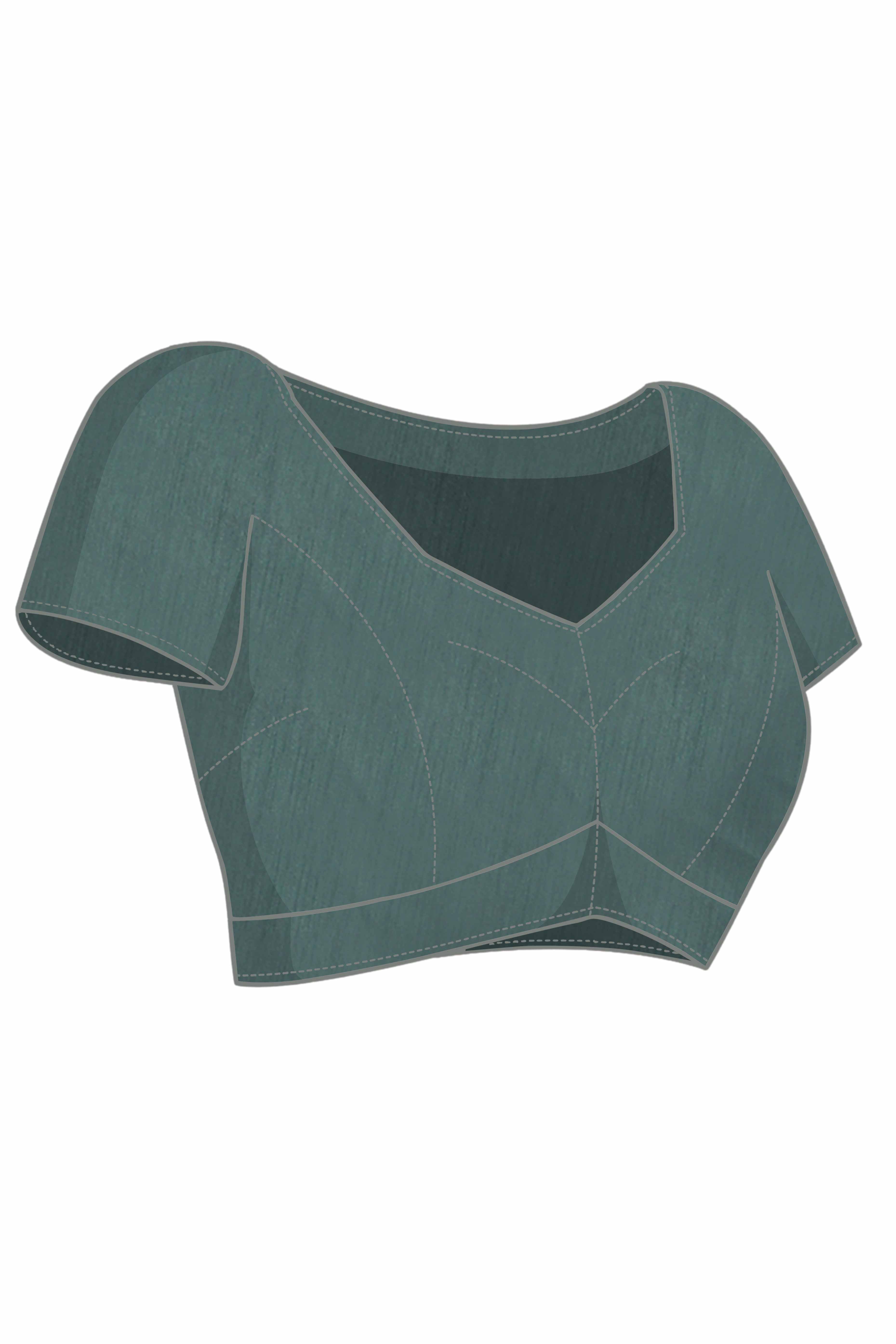 Dark Green Georgette Saree with Traditional Bandhani Print and Lace Accents