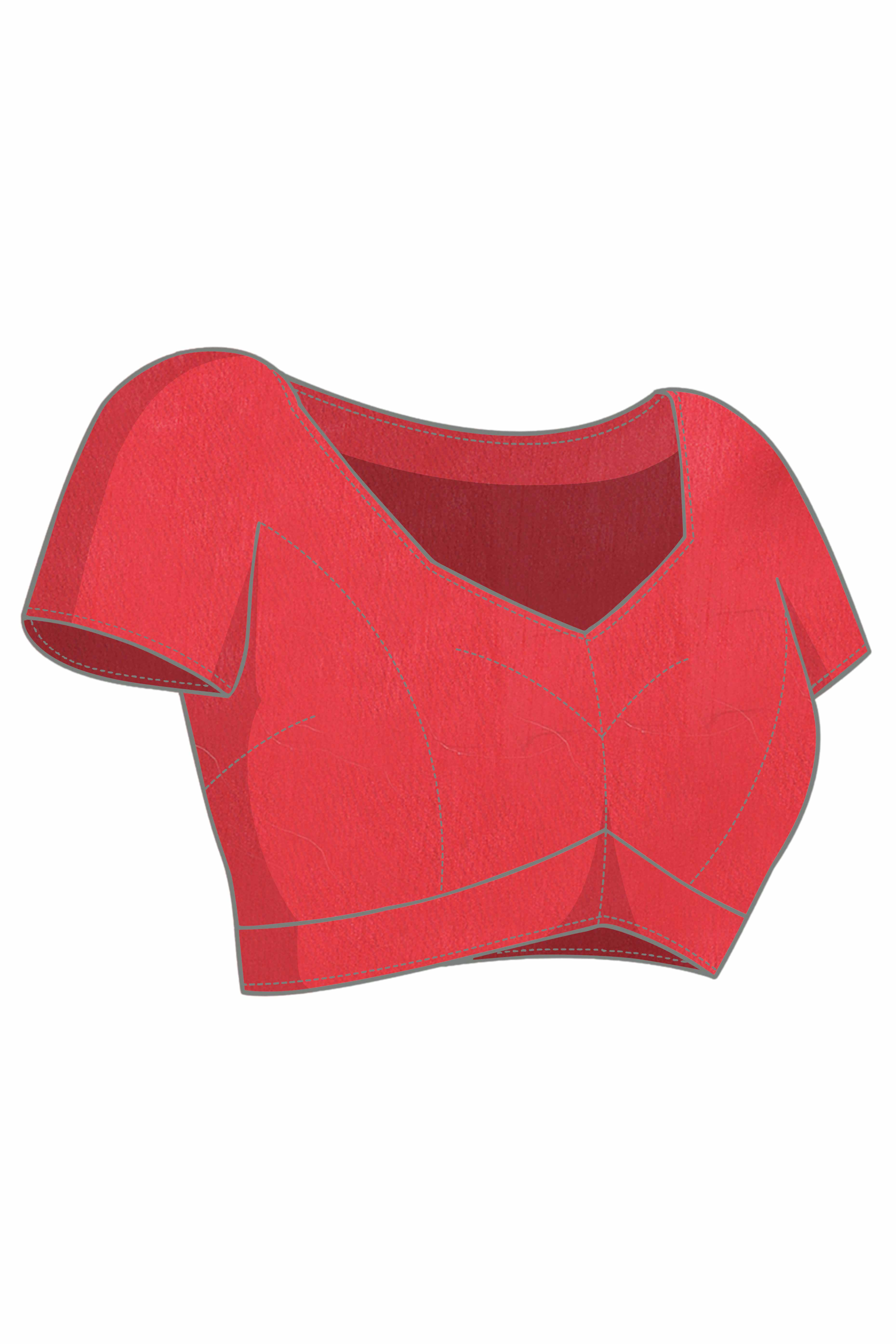 Red Georgette Saree with Traditional Bandhani Print and Lace Accents