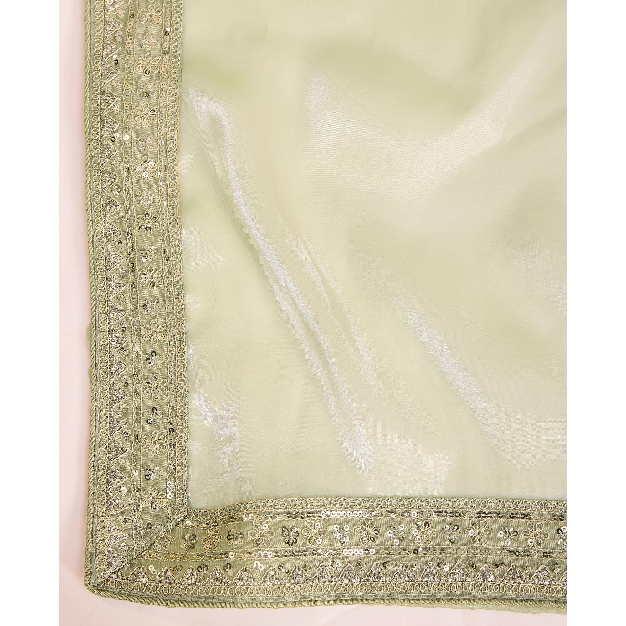 Green Solid With Floral Sequins Embroidered Jimmy Choo Tissue Saree