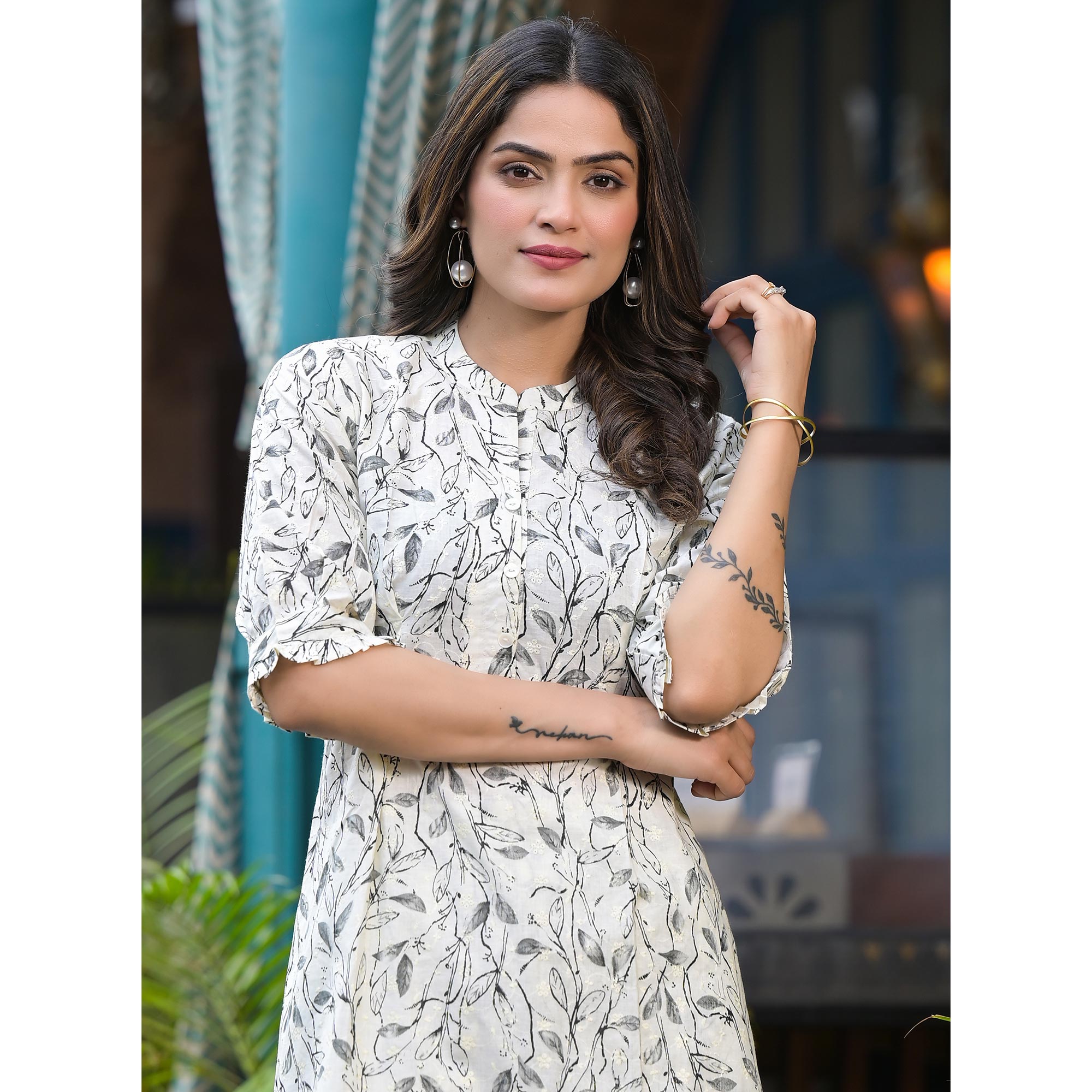 White Printed Pure Cotton Co-Ord Set