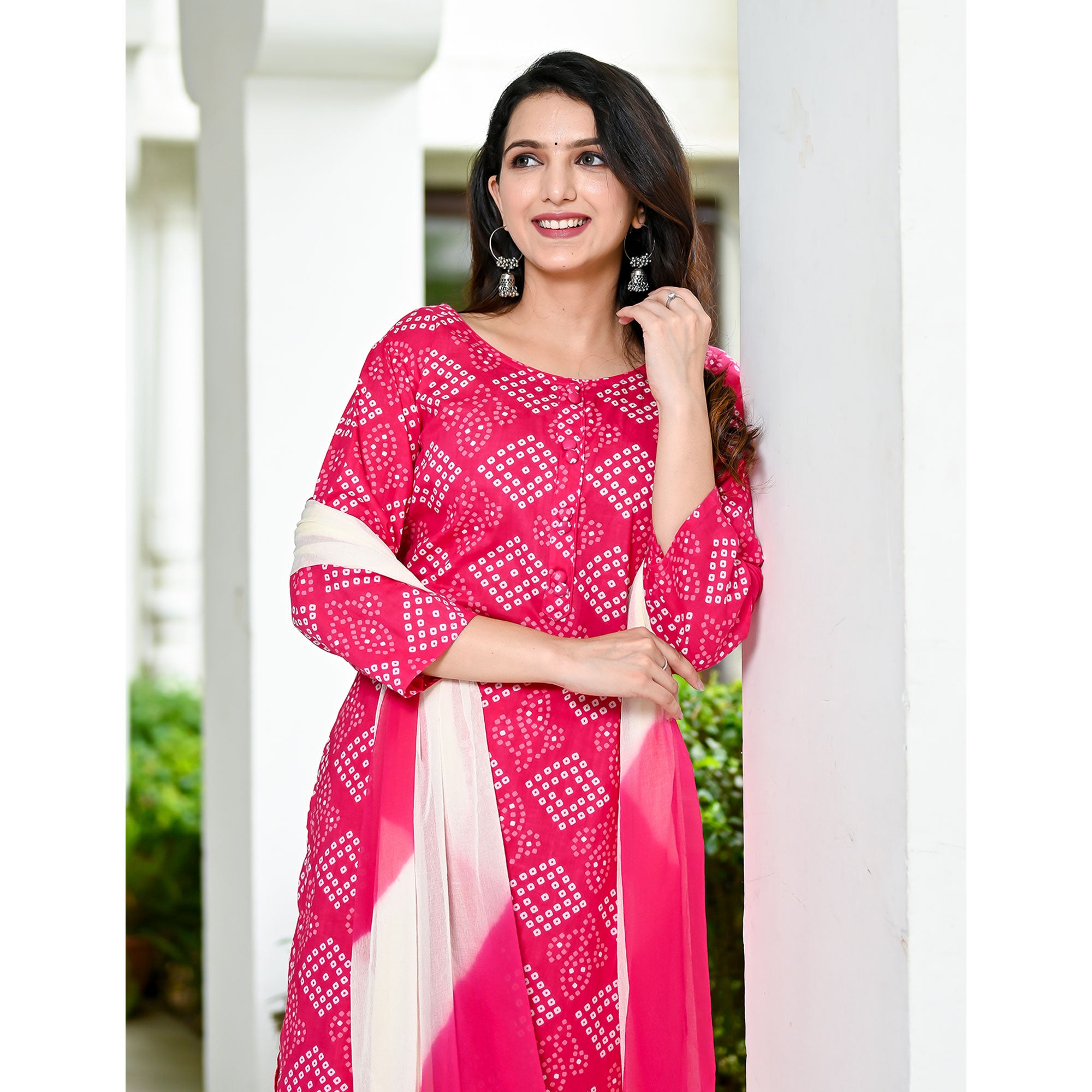 Pink Bandhani Printed Pure Cotton Salwar Suit